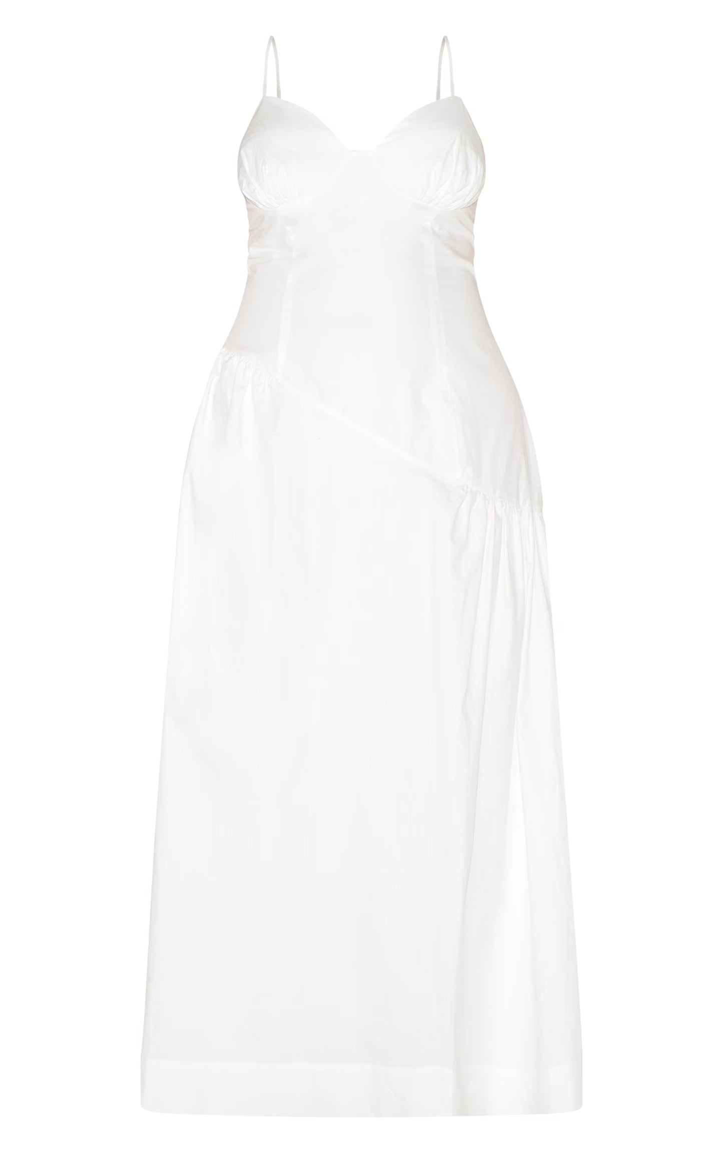 Plus White Plunge Asymmetric Detail Midaxi Dress