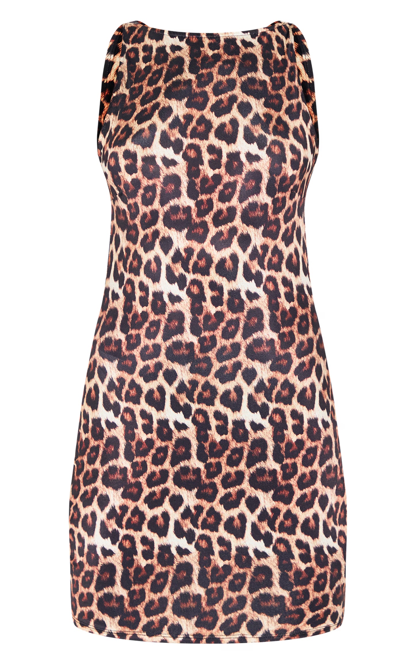 Leopard Print Cowl Back Mini Dress
