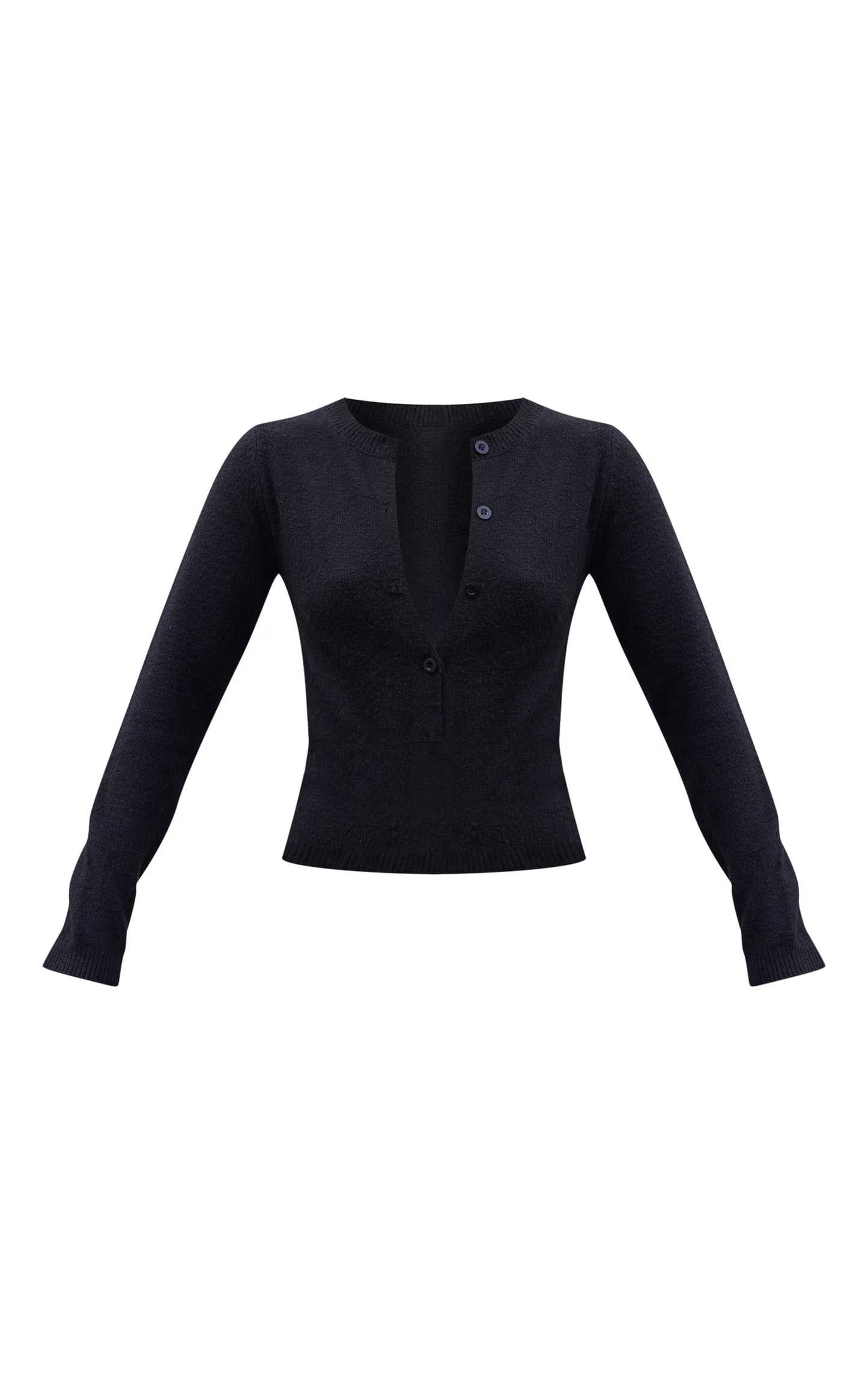 Black Soft Knit Button Up Bodysuit