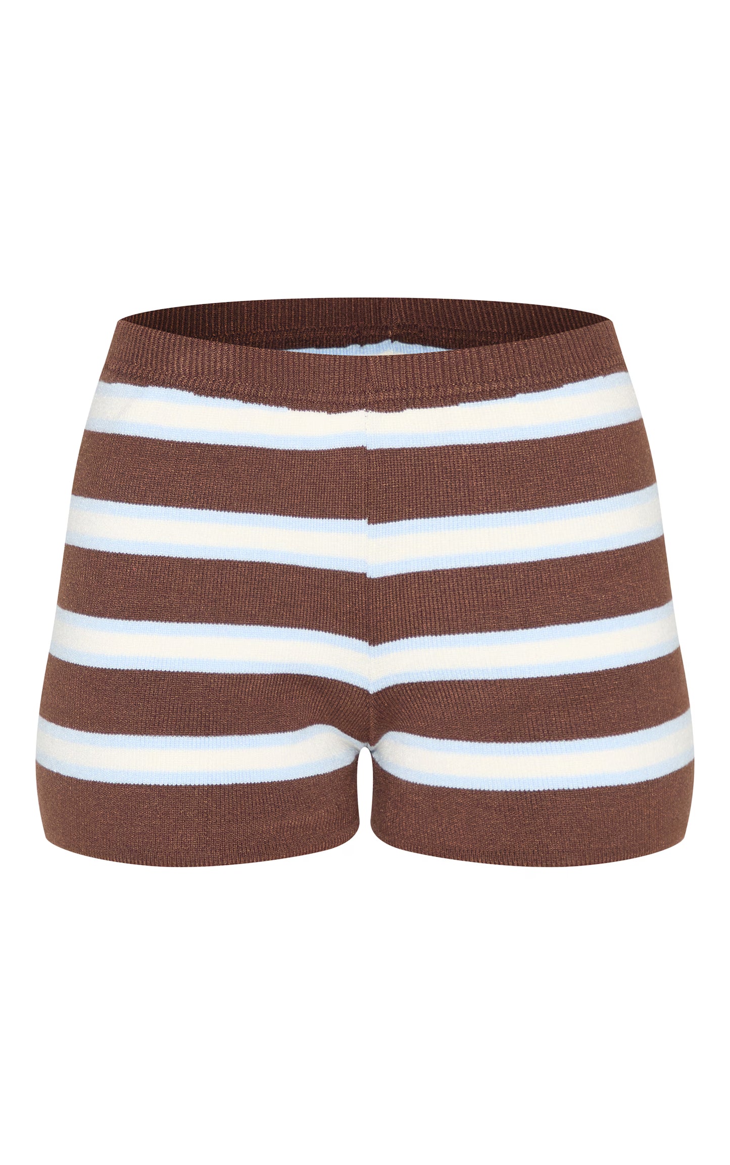 Brown Striped Knit Shorts