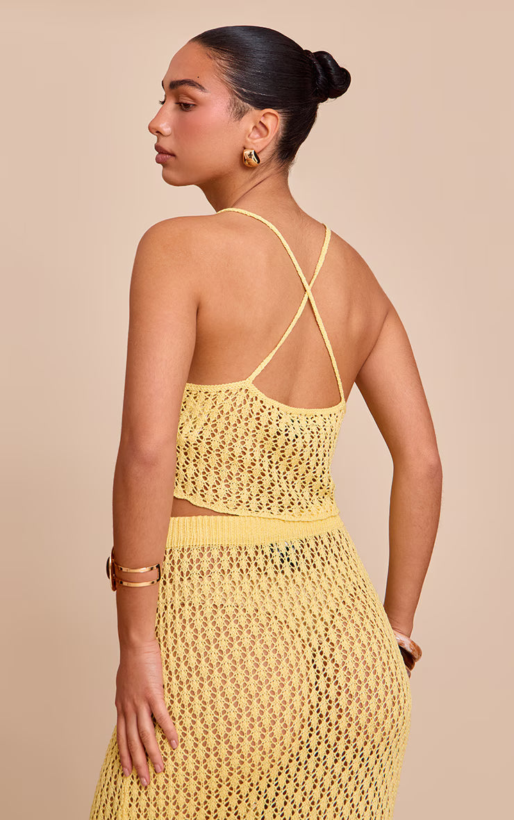 Lemon Crochet Knit Crop Top