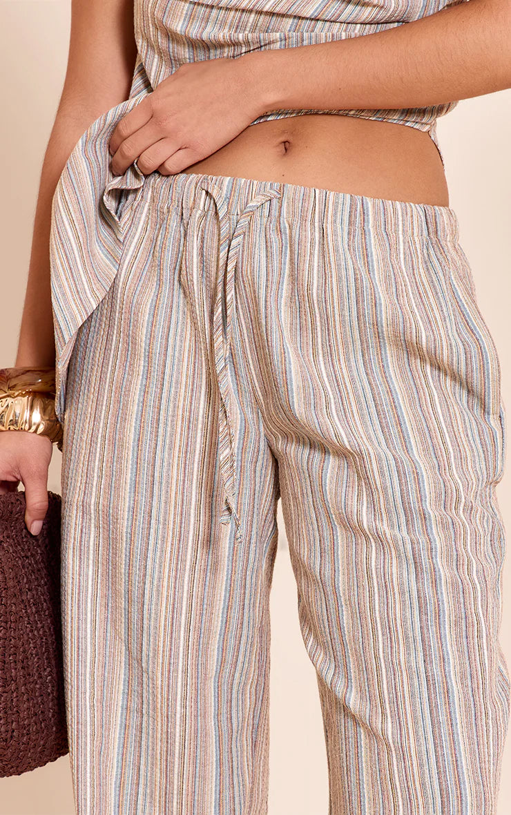 Multi Textured Stripe Straight Leg Pant