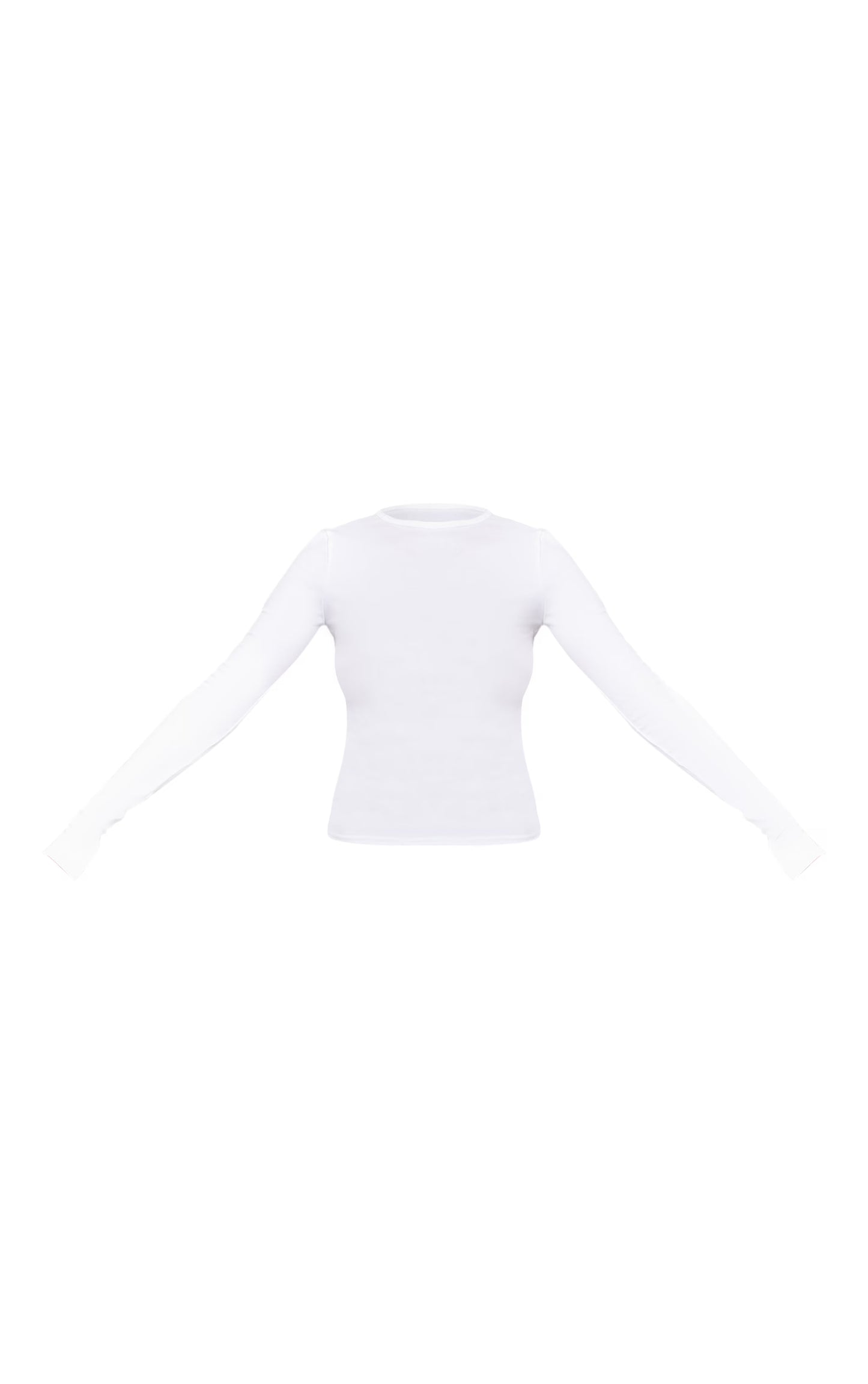 White Cotton Crew Neck Long Sleeve Top
