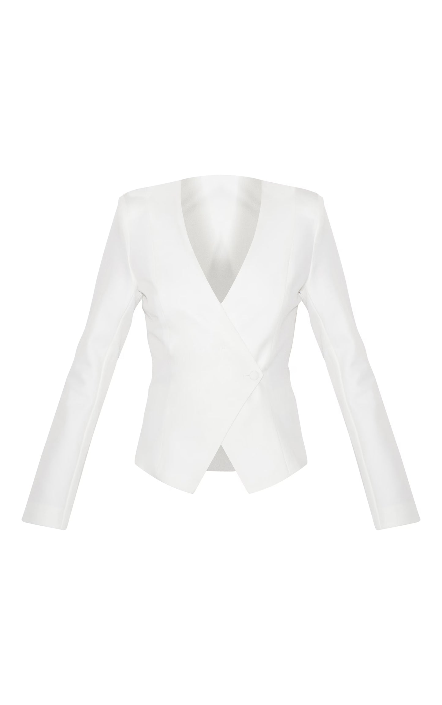 Cream Tailored Cinched Woven Asymmetric Blazer