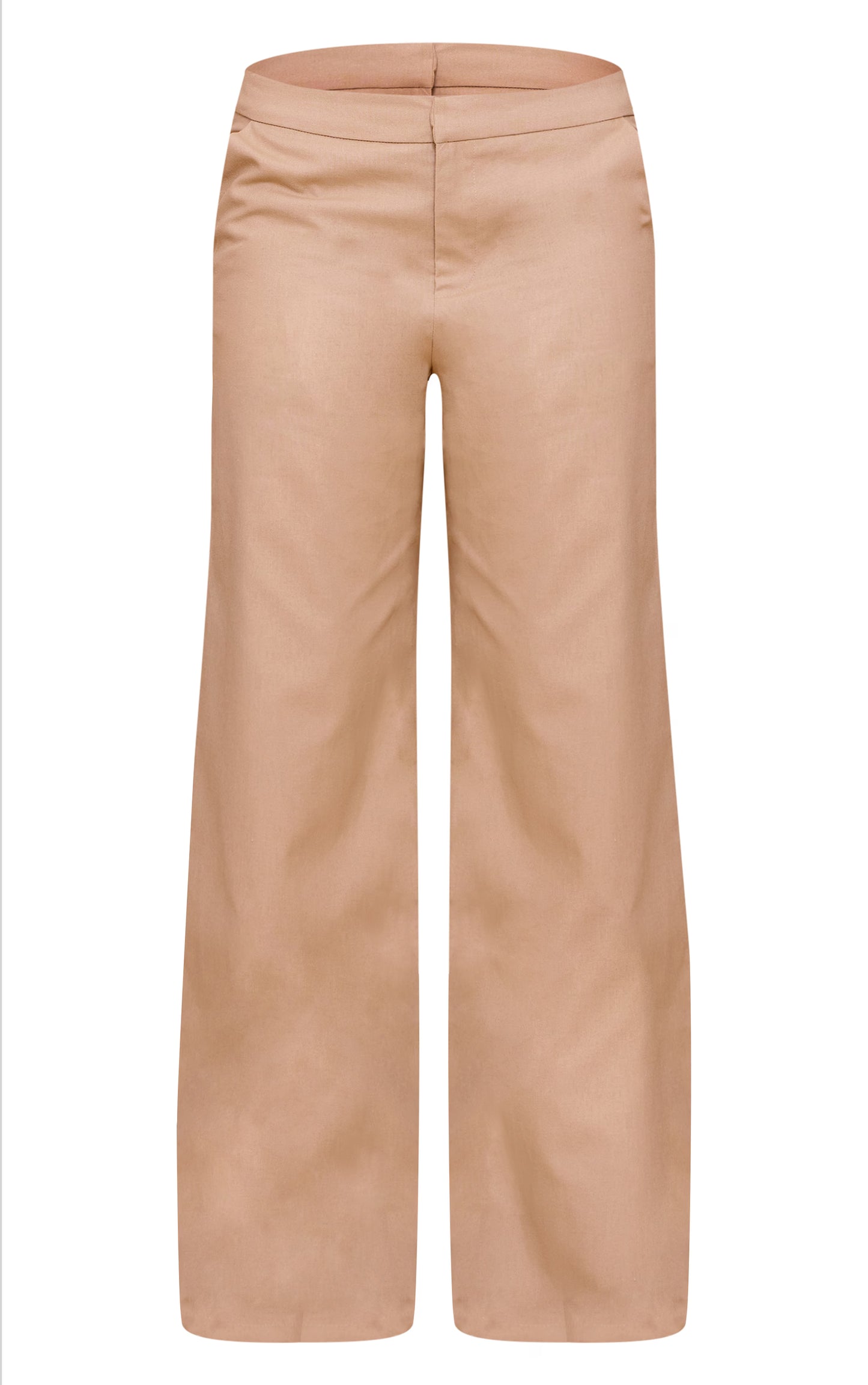 Sand Woven Mid Rise Wide Leg Pants