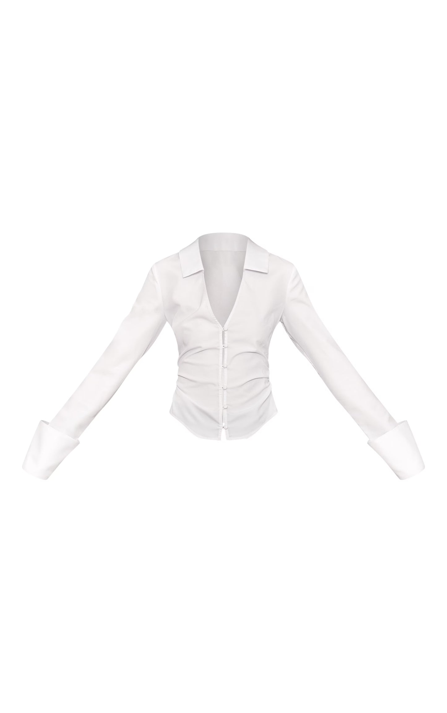 White Fitted Woven Deep Cuff Shirt