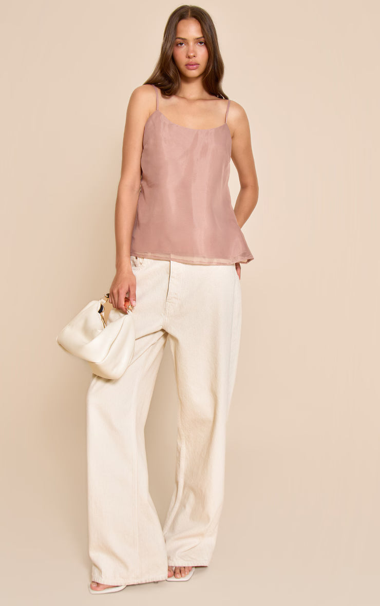 Mauve Chiffon Strappy Cami Top