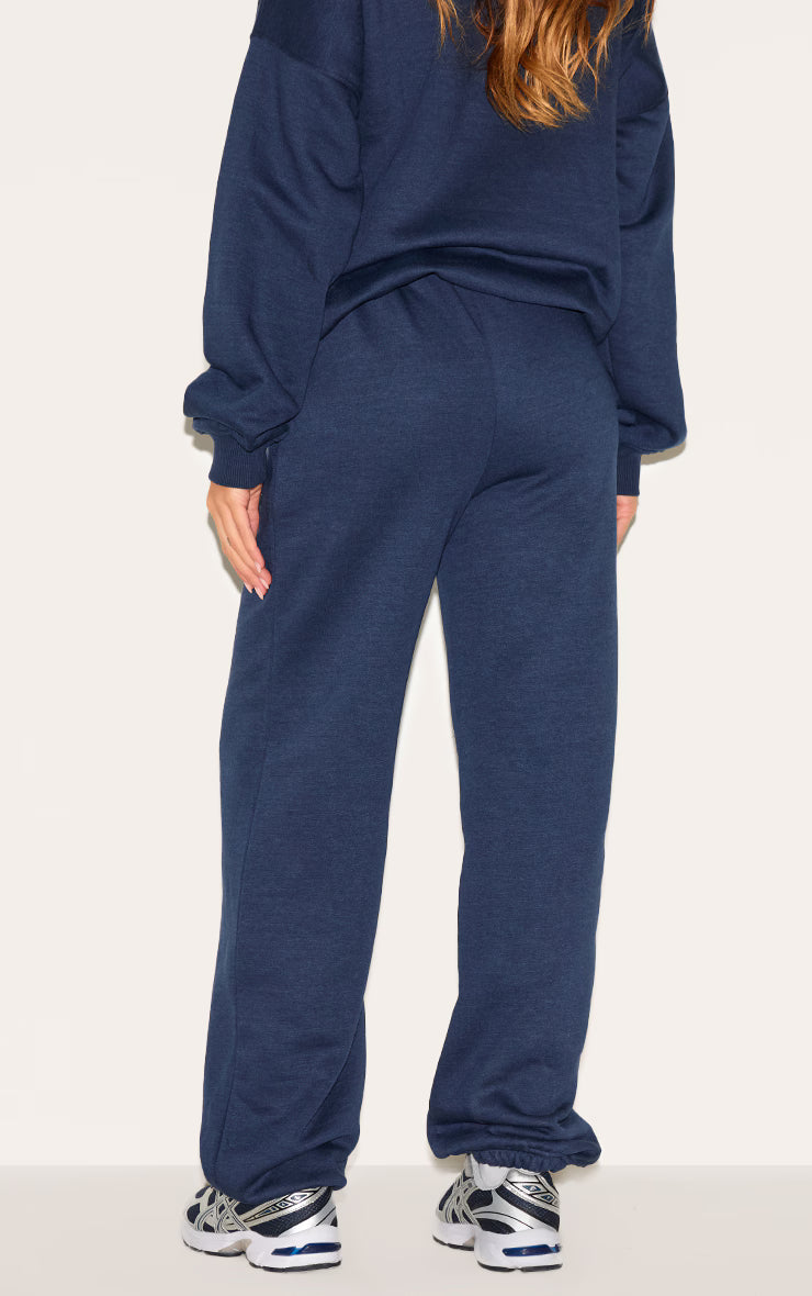 Navy Copenhagen Embroidered Wide Leg Cuffed Sweatpants