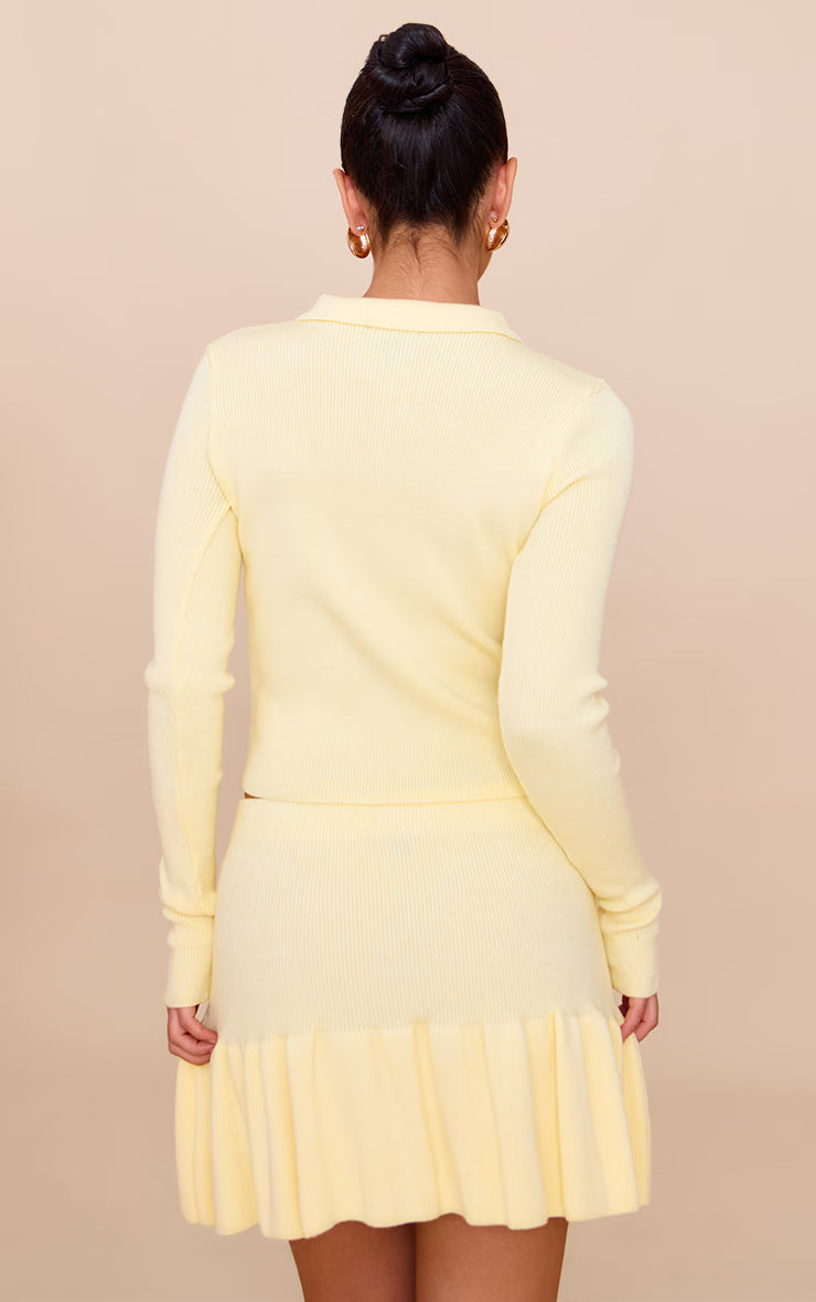 Yellow Knitted Button Through Top