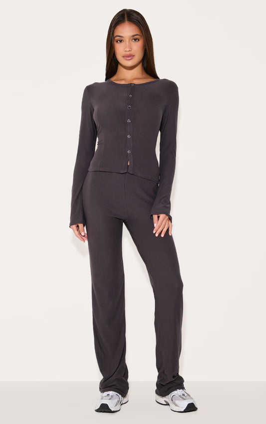 Charcoal Soft Touch Straight Leg Pants