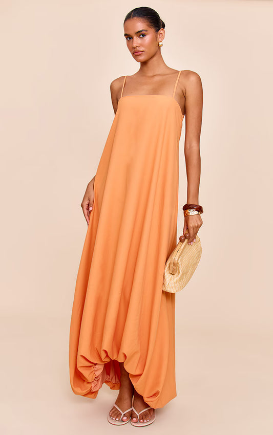 Orange Strappy Floaty Maxi Dress