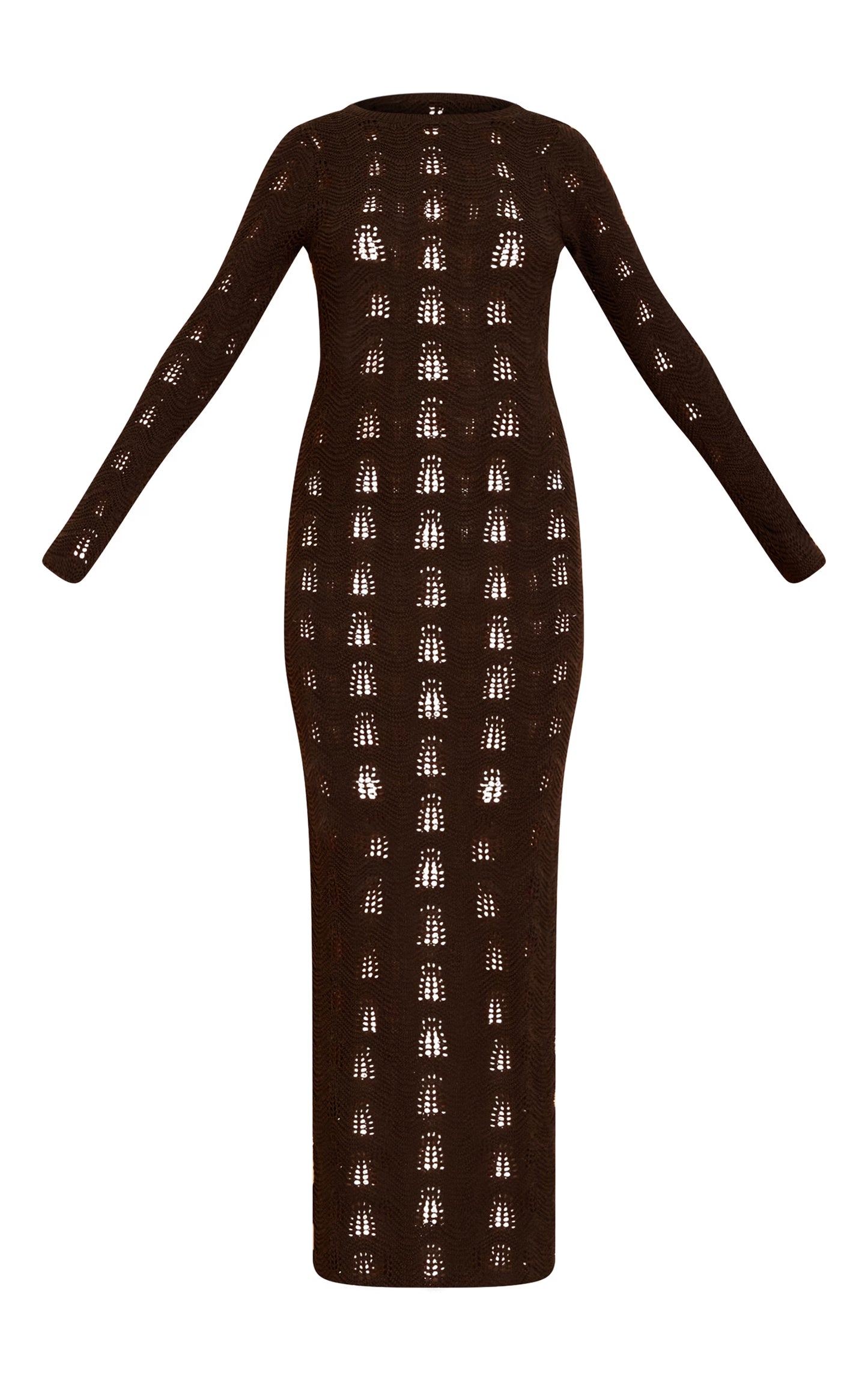 Chocolate Long Sleeve Backless Maxi Dress