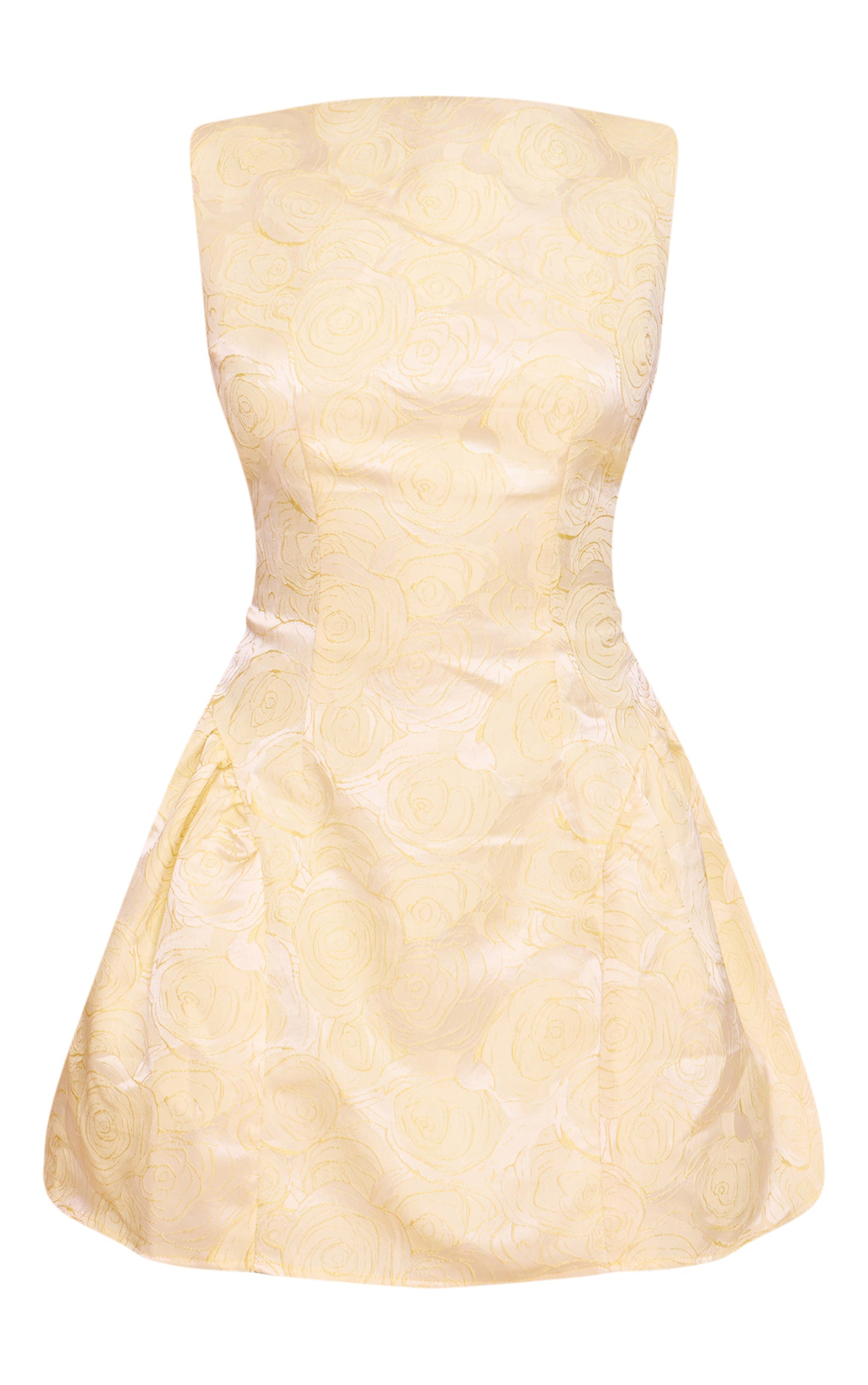 Lemon Floral Jacquard Boat Neck Shift Dress