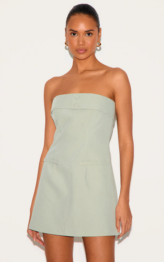 Sage Woven Belt Detail Shift Dress