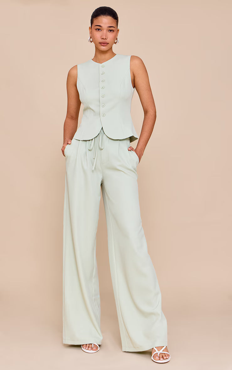 Pale Lime Tailored Woven Vest