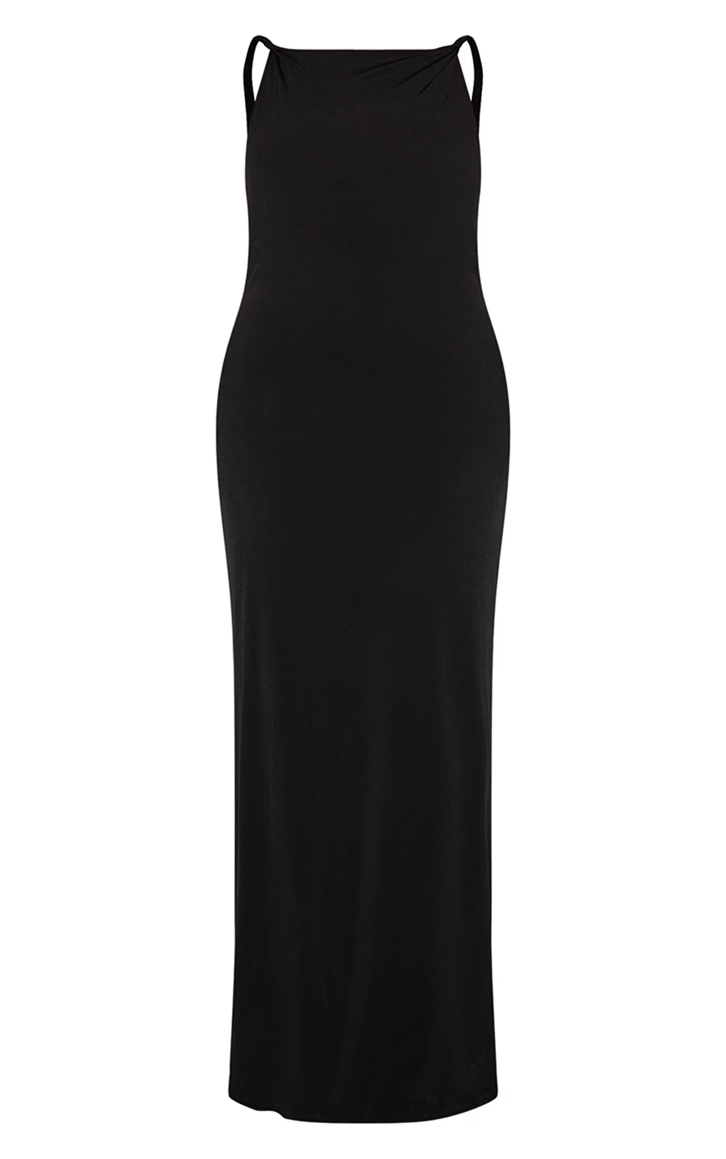 Shape Black Boat Neck Twist Shoulder Cowl Back Maxi Dress