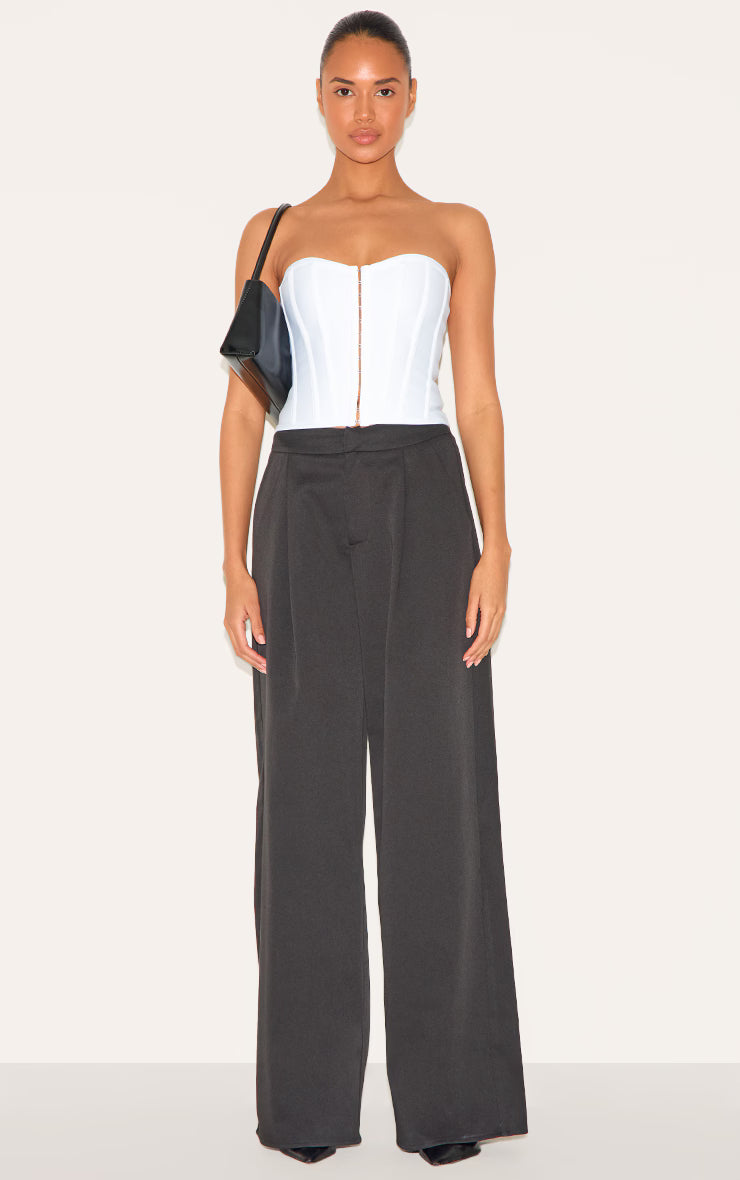 White Bandage Hook And Eye Structured Corset