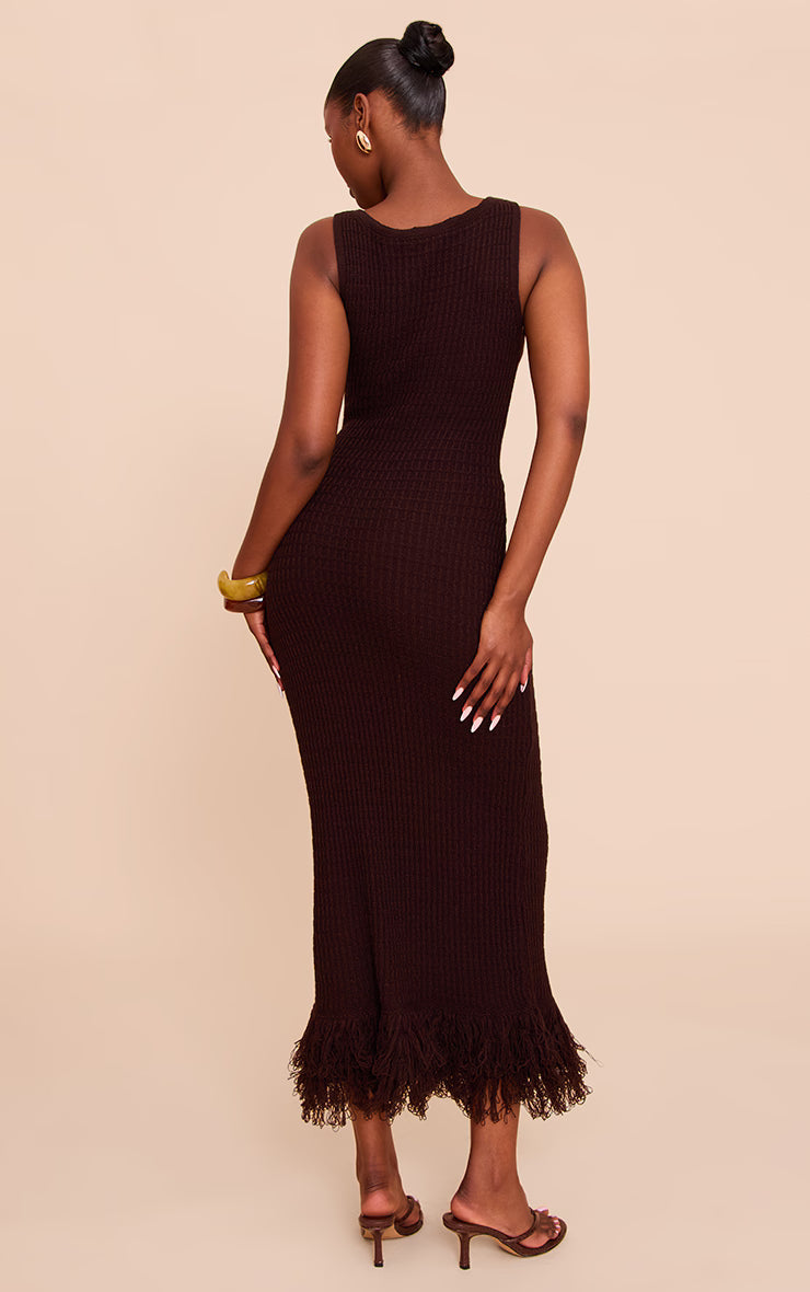 Chocolate Loop Knit Maxi Dress