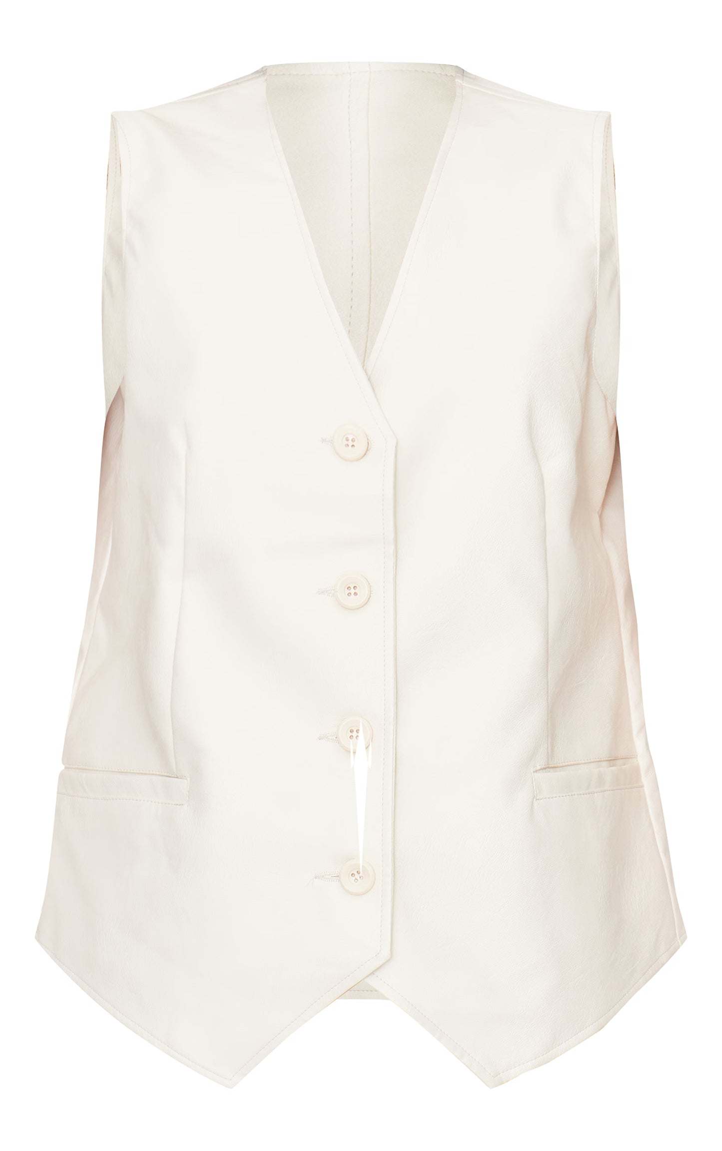 Cream Faux Leather Oversized Vest
