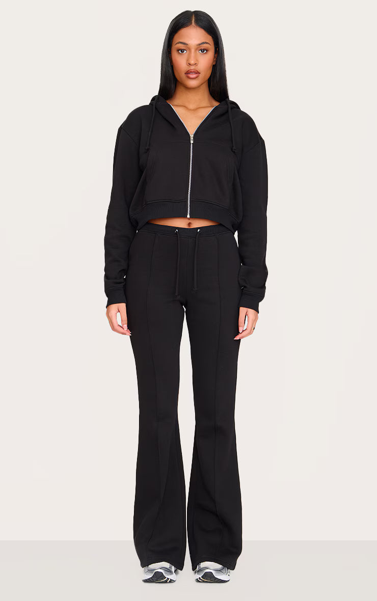 Tall Black Cropped Drawstring Hoodie