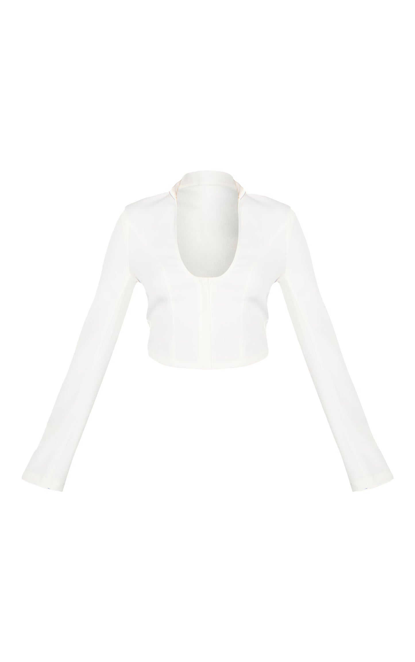 White Plunge Scoop Neck Shirt