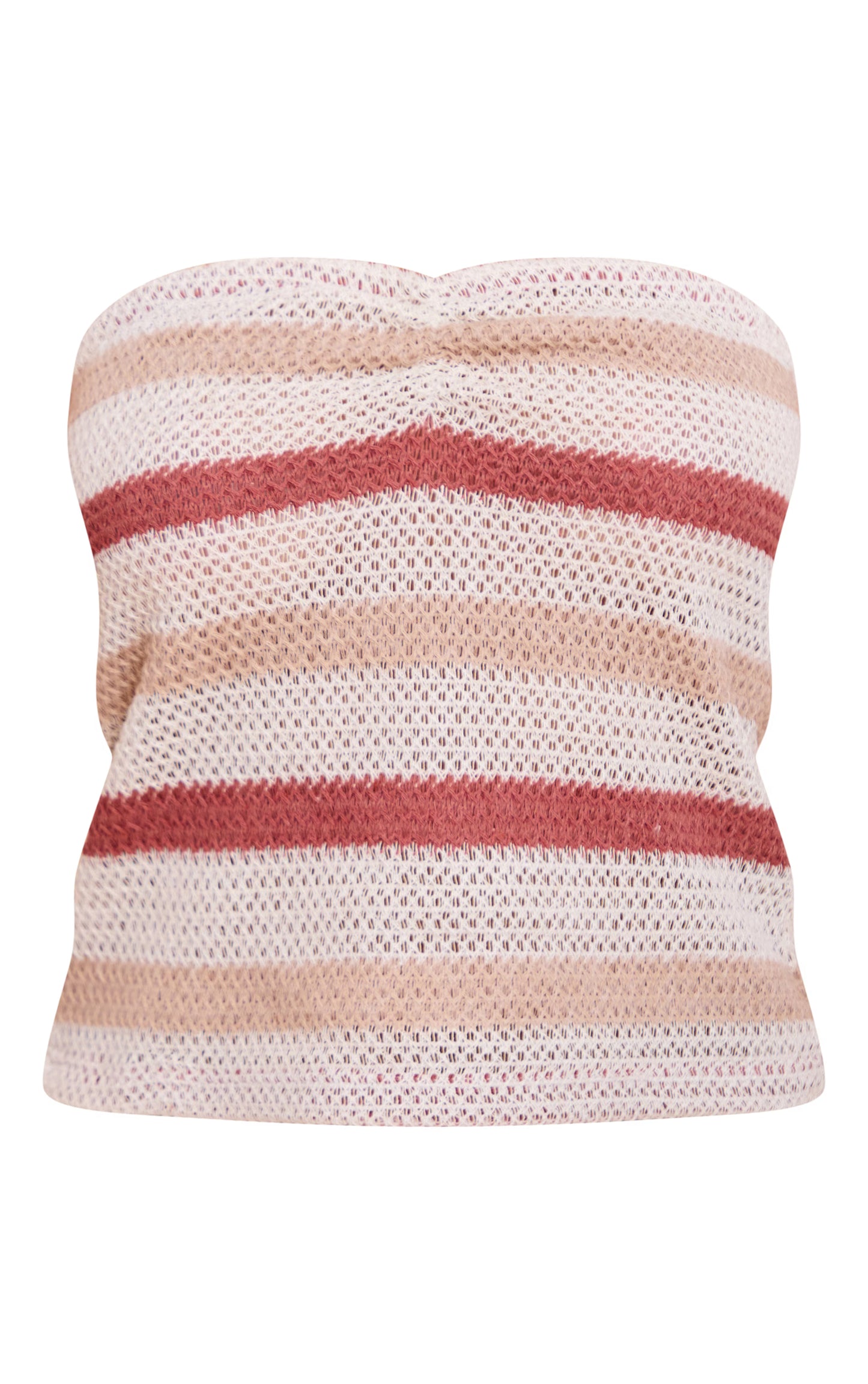Multi Textured Striped Strappy Bandeau Top