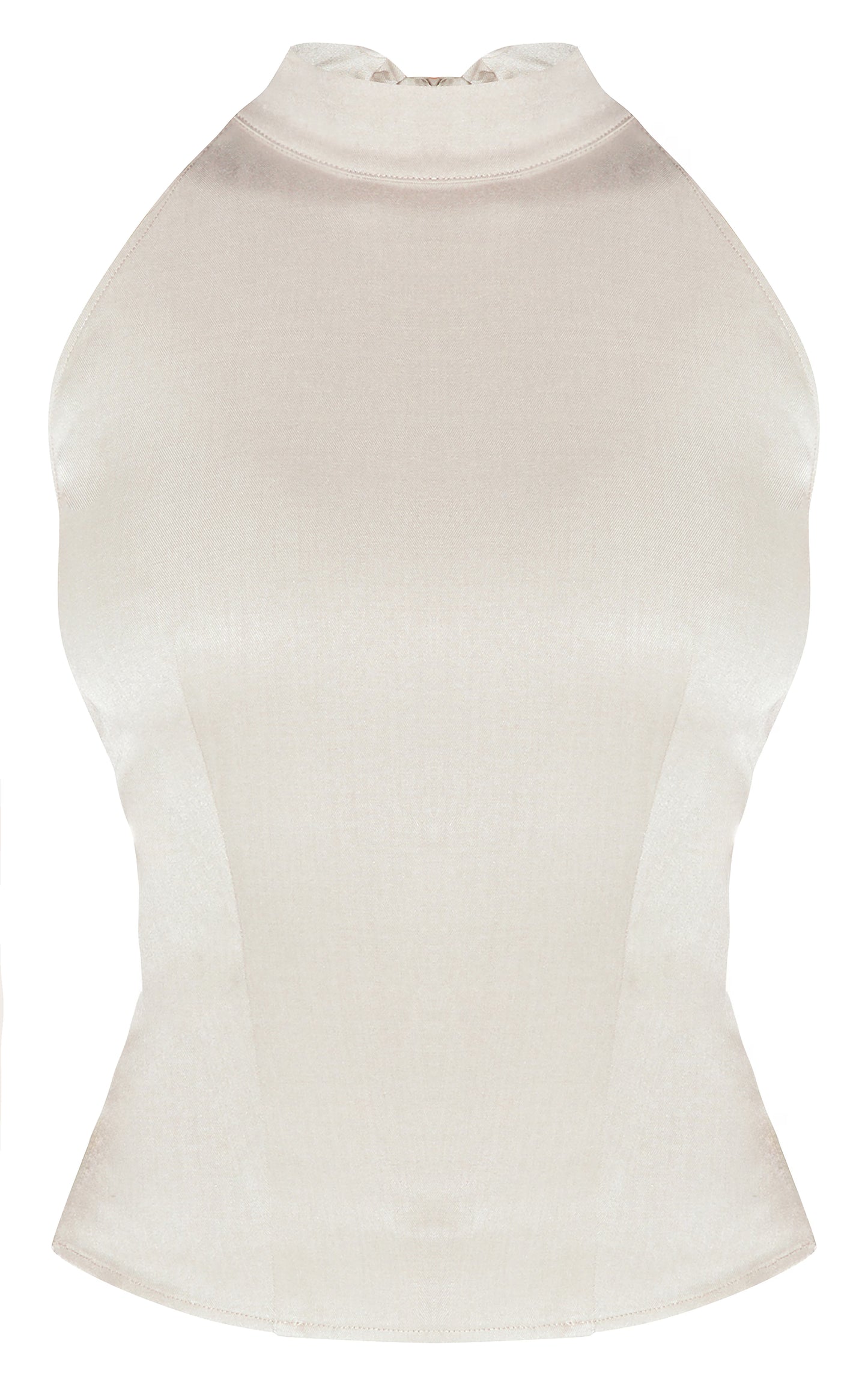 Mushroom Woven High Neck Tie Detail Top