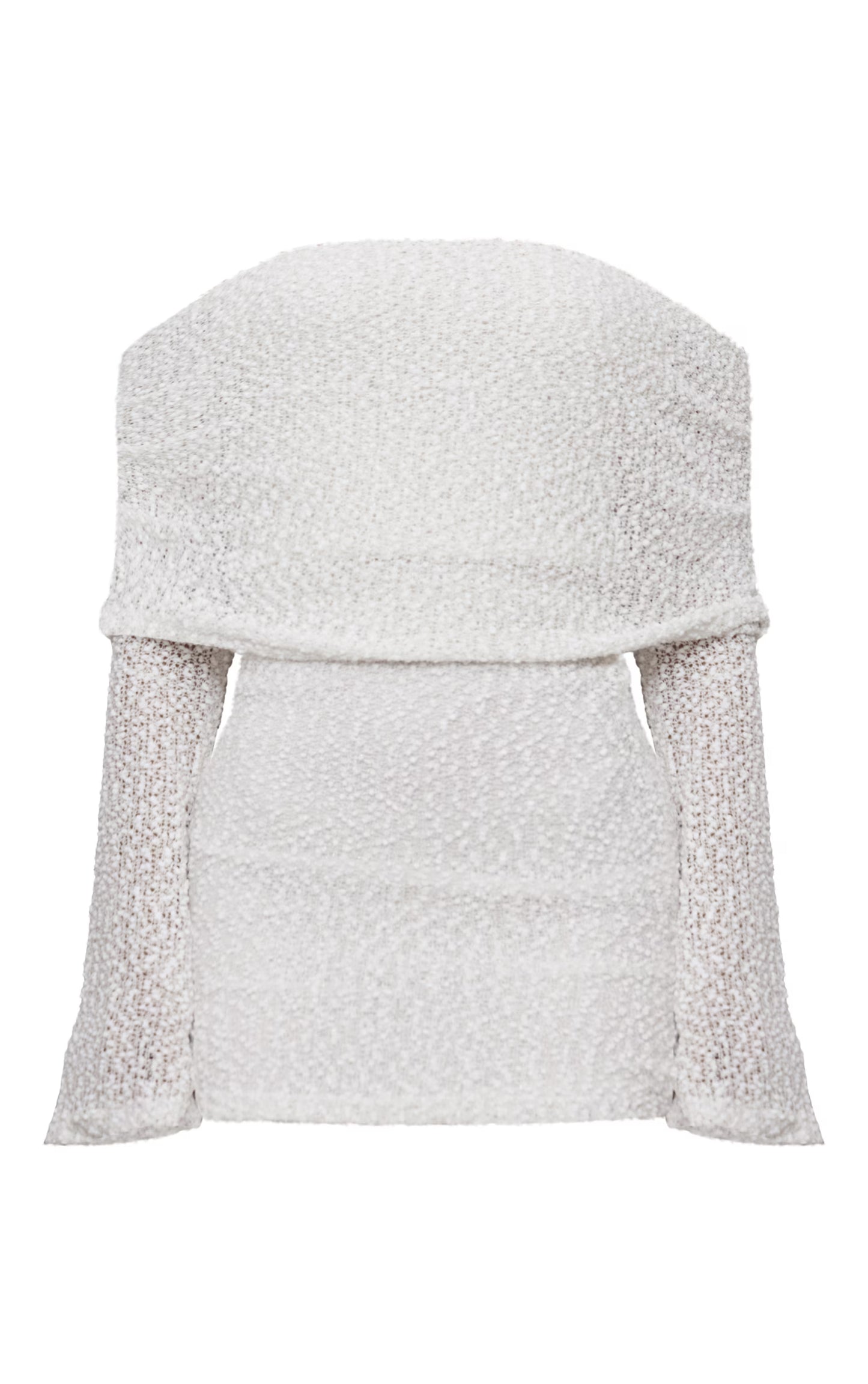 Cream Textured Bardot Flare Long Sleeve Mini Dress