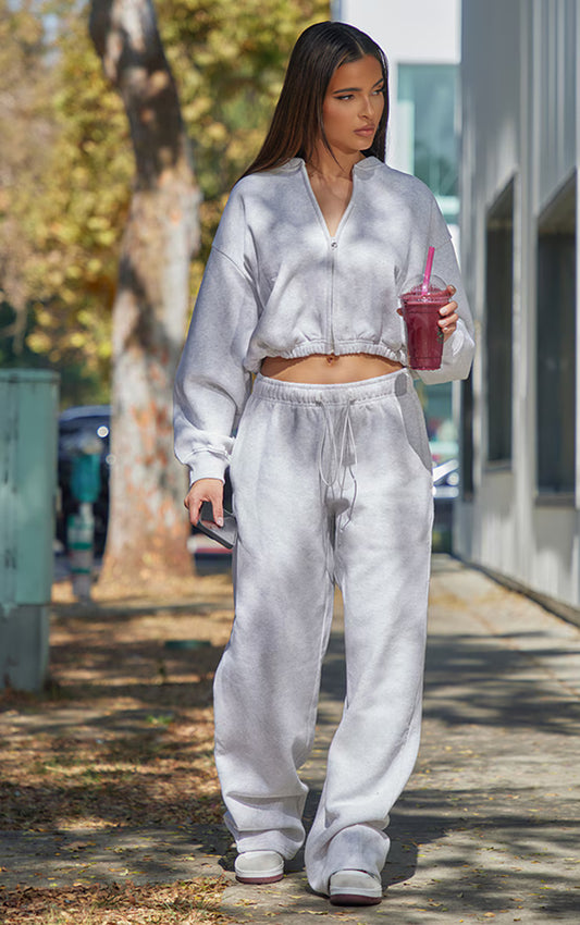 Ash Grey Drawcord Hem Oversized Sweatpants