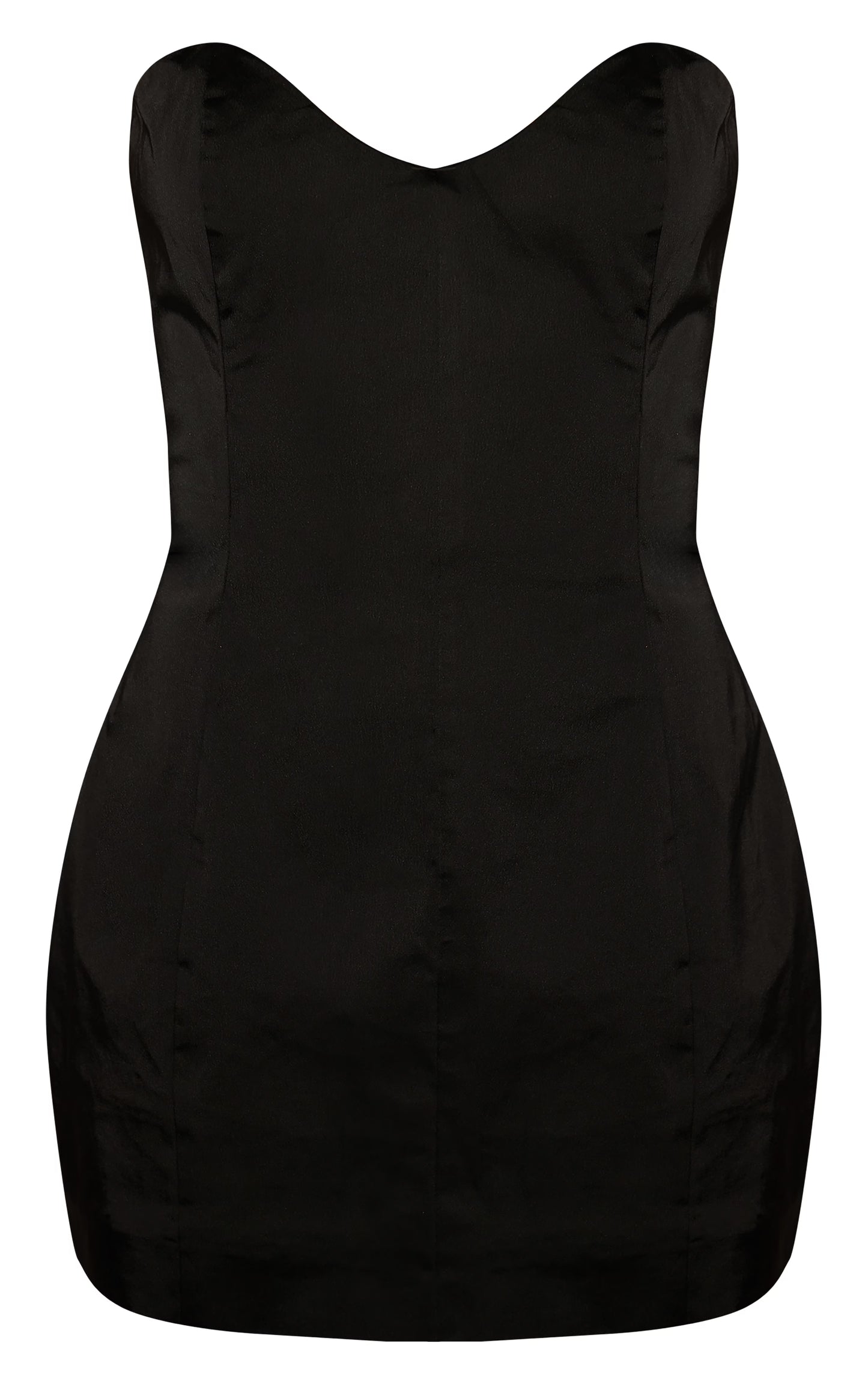Black Satin Sweetheart Neckline Mini Dress