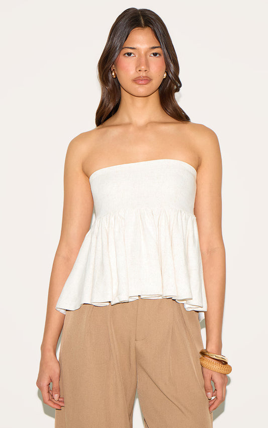 Beige Linen Look Bandeau