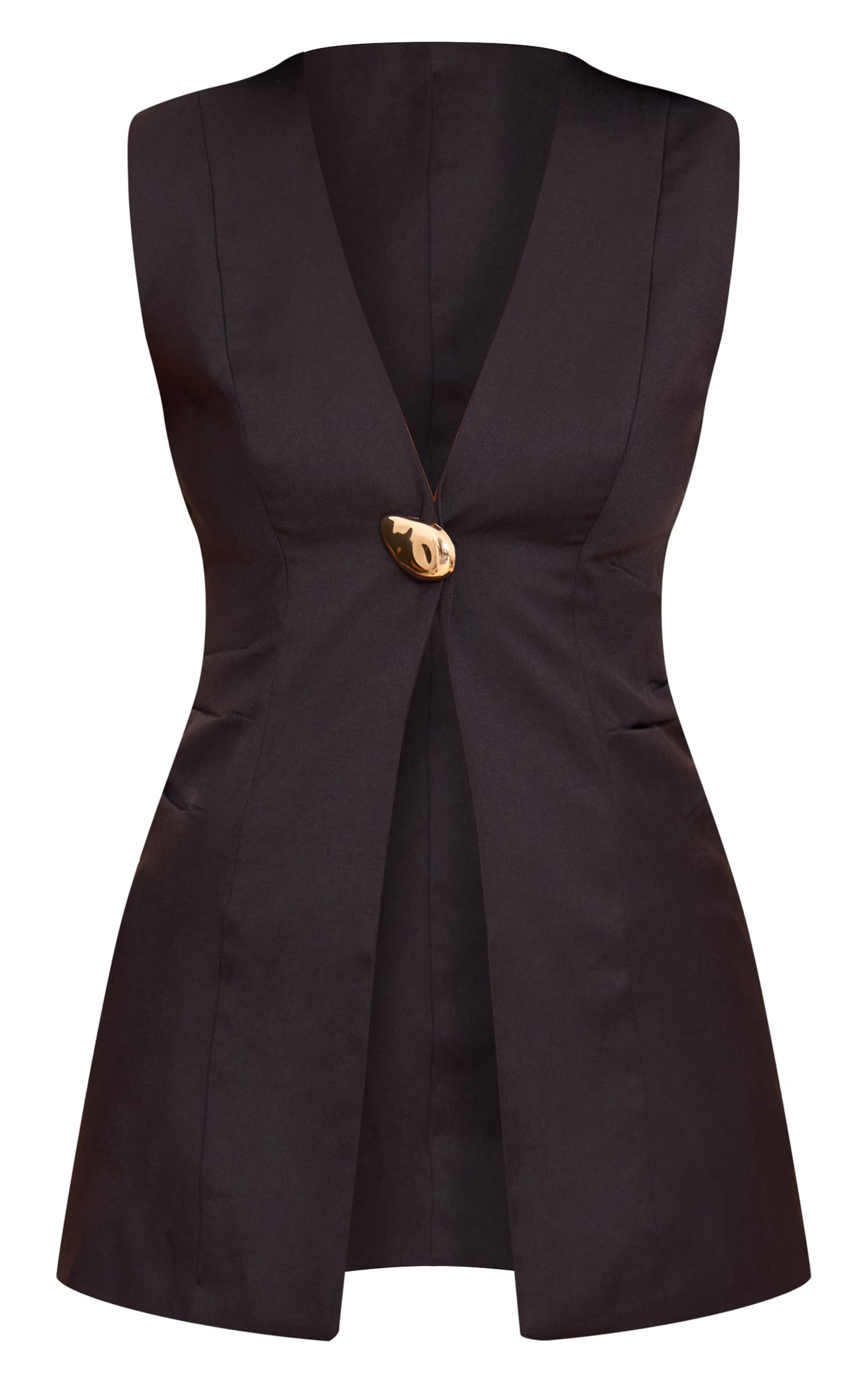 Black Hardware Collarless Vest