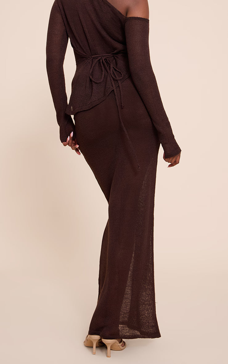Brown Filigree Maxi Skirt