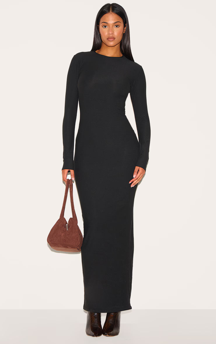 Tall Black Soft Touch Long Sleeve Maxi Dress