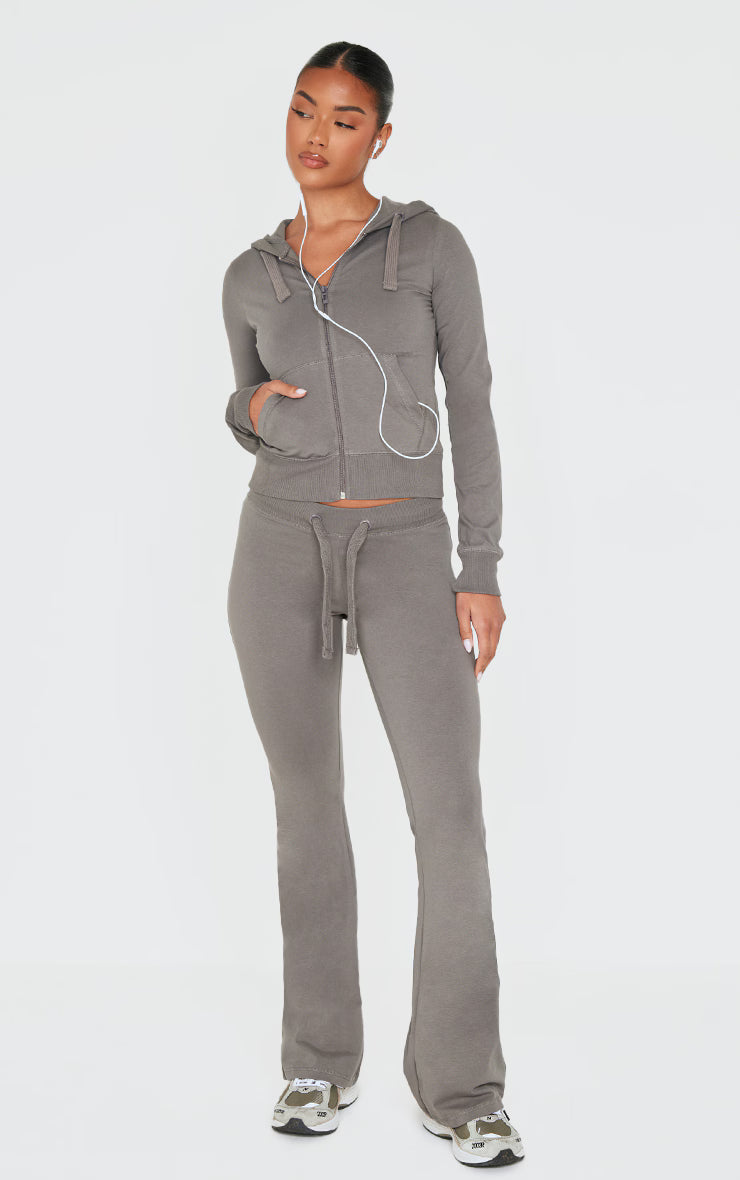 Charcoal Zip Up Fitted Track Top