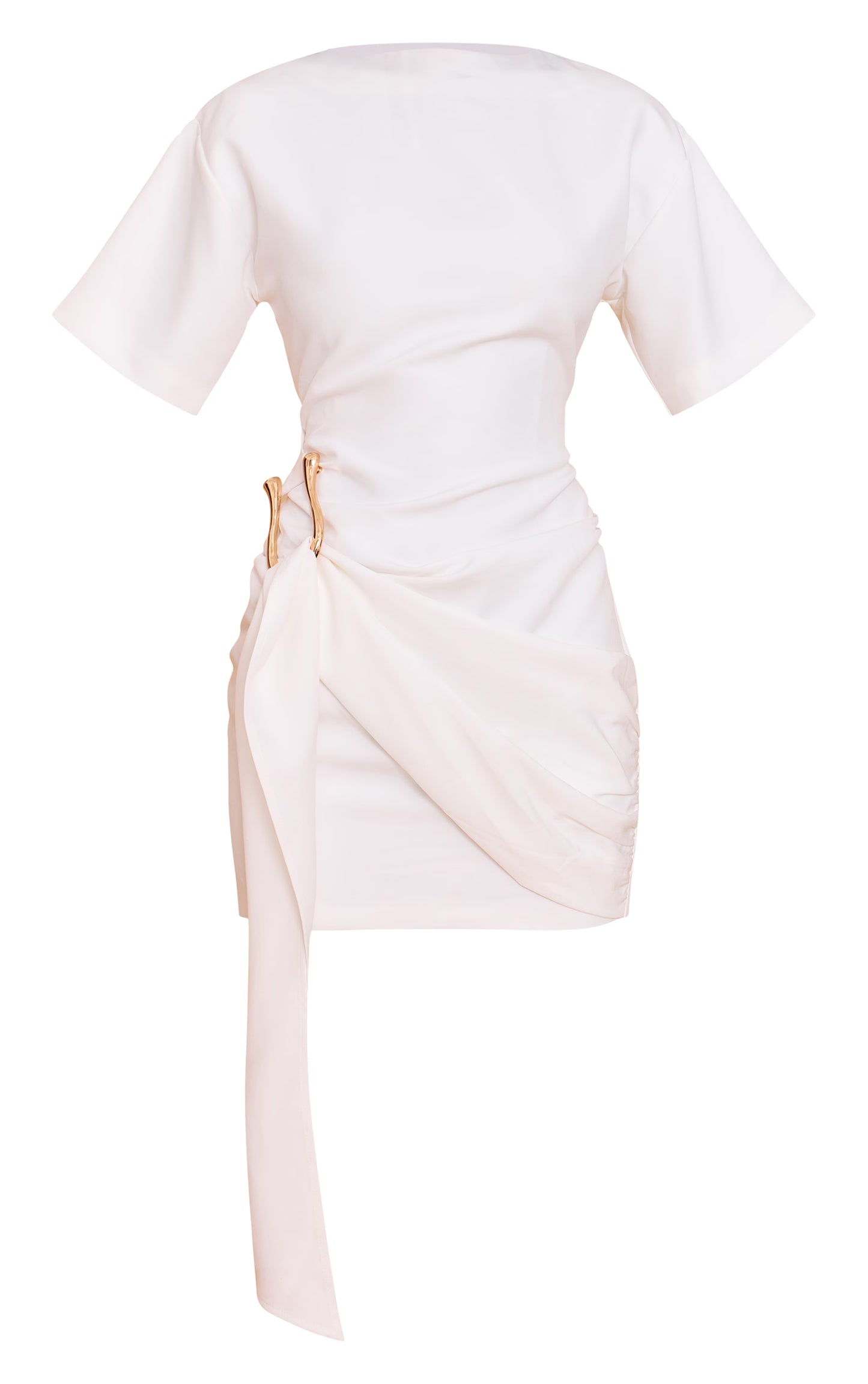 Cream Woven Trim Wrap Mini Dress