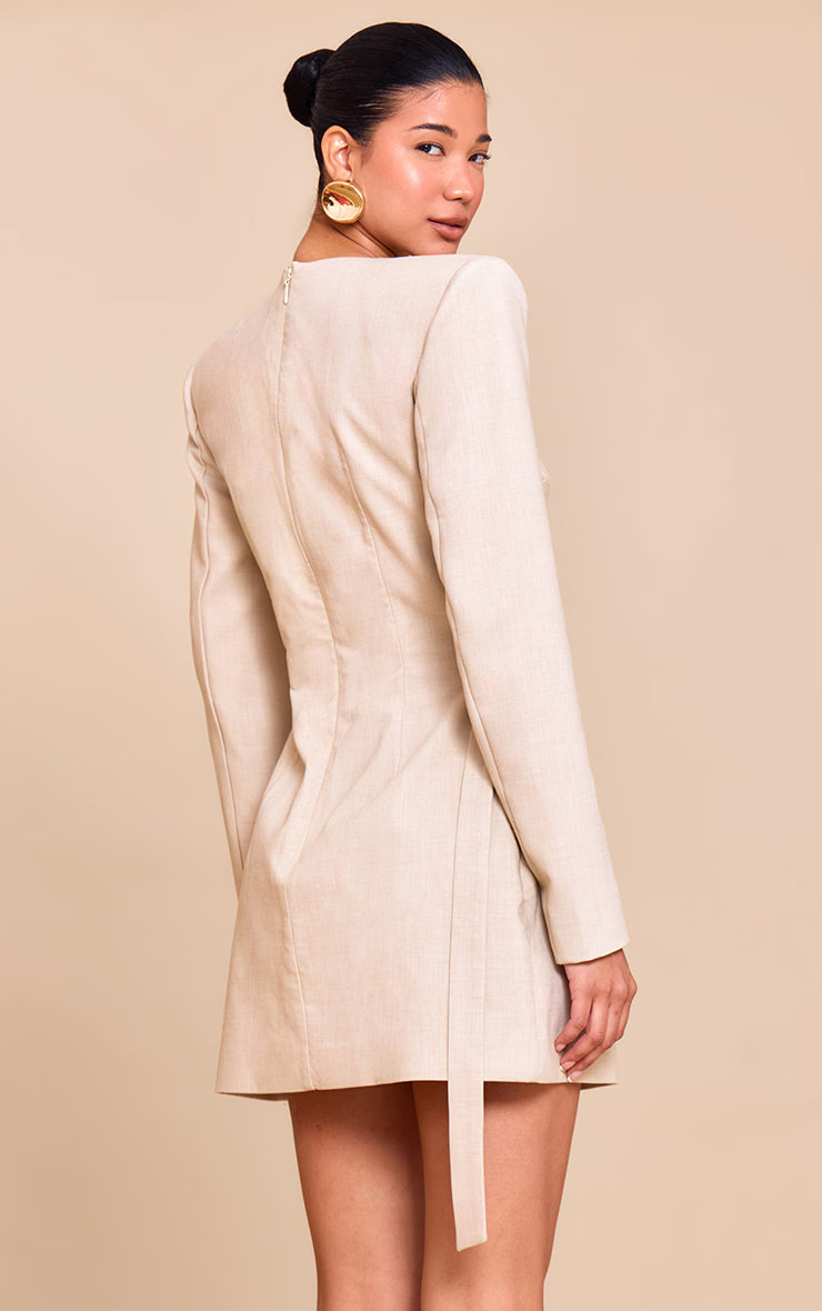 PLT Label Natural Tailored Asymmetrical Cut Out Blazer Dress
