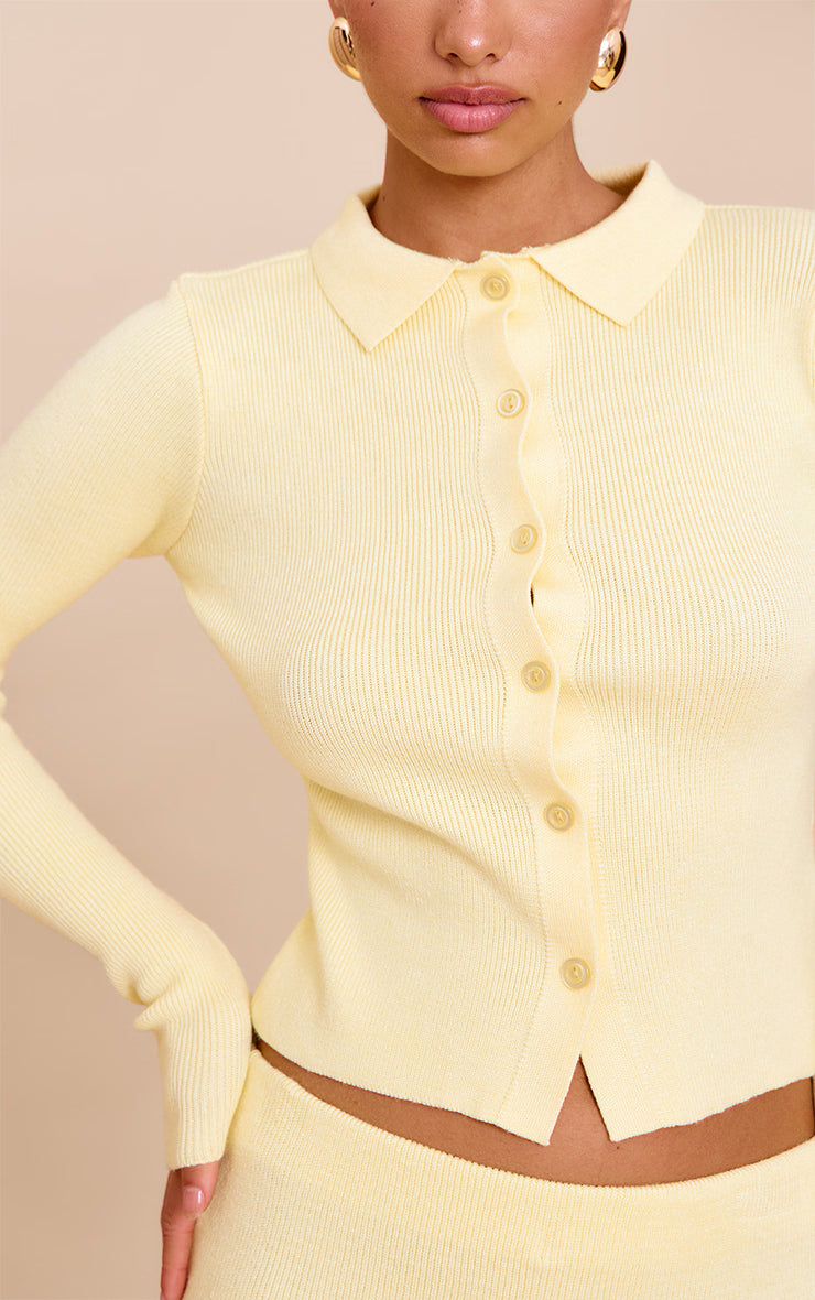 Yellow Knitted Button Through Top