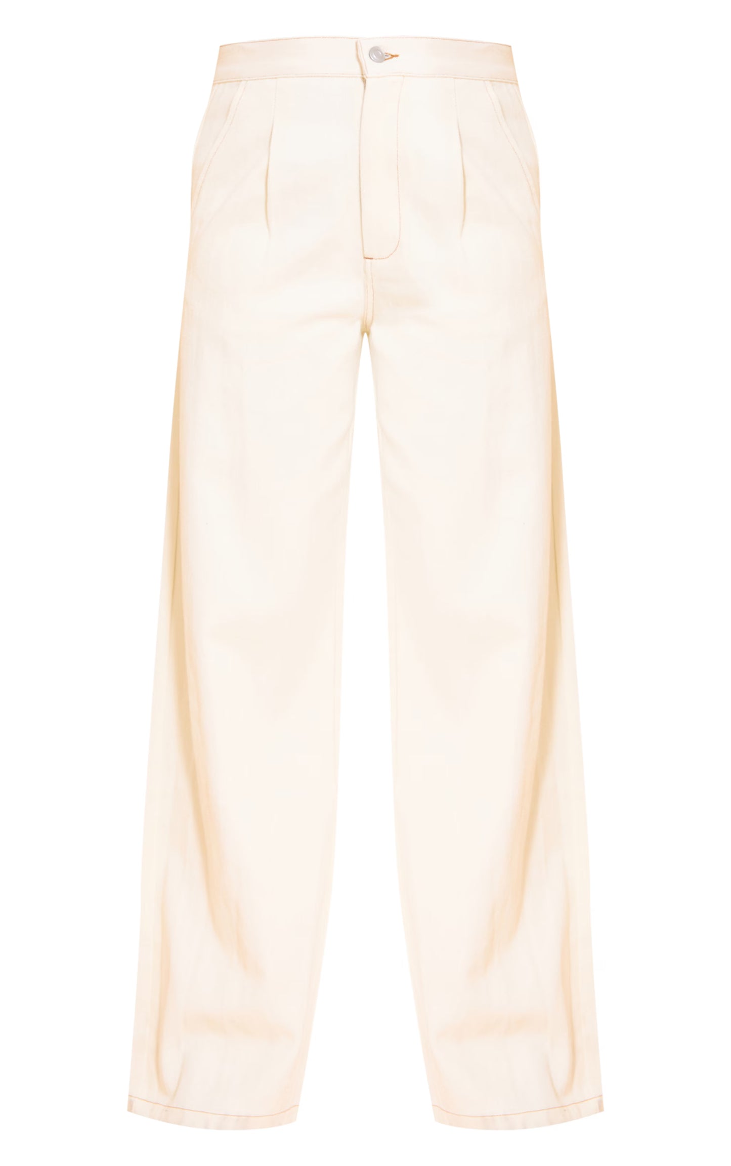 Ecru Tailored Style Wide Leg Jeans