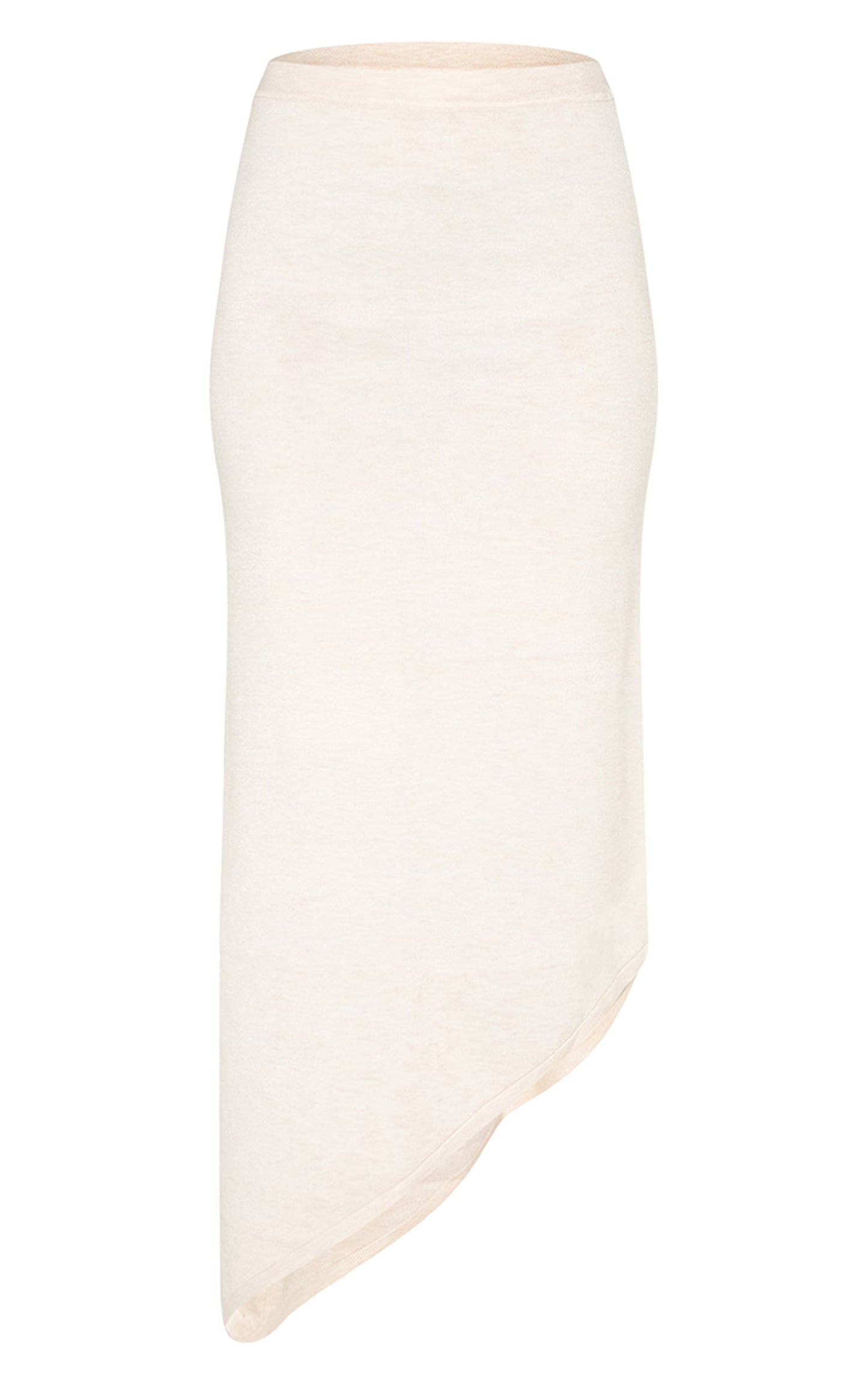 Oatmeal Fine Knit Asymmetric Hem Maxi Skirt