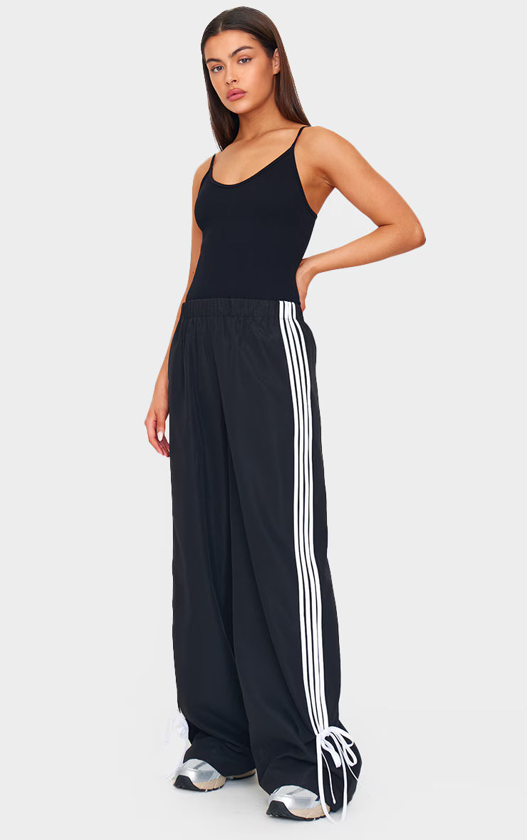Black Snatched Rib Strappy Bodysuit