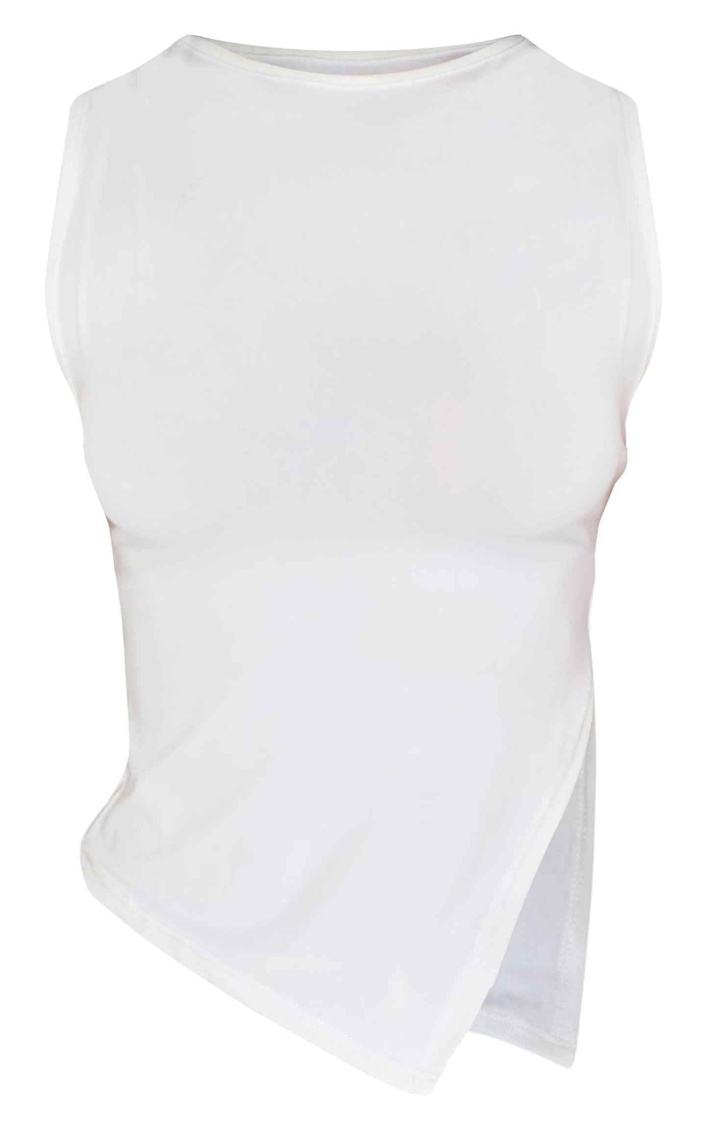 Petite White Asymmetric Longline Top