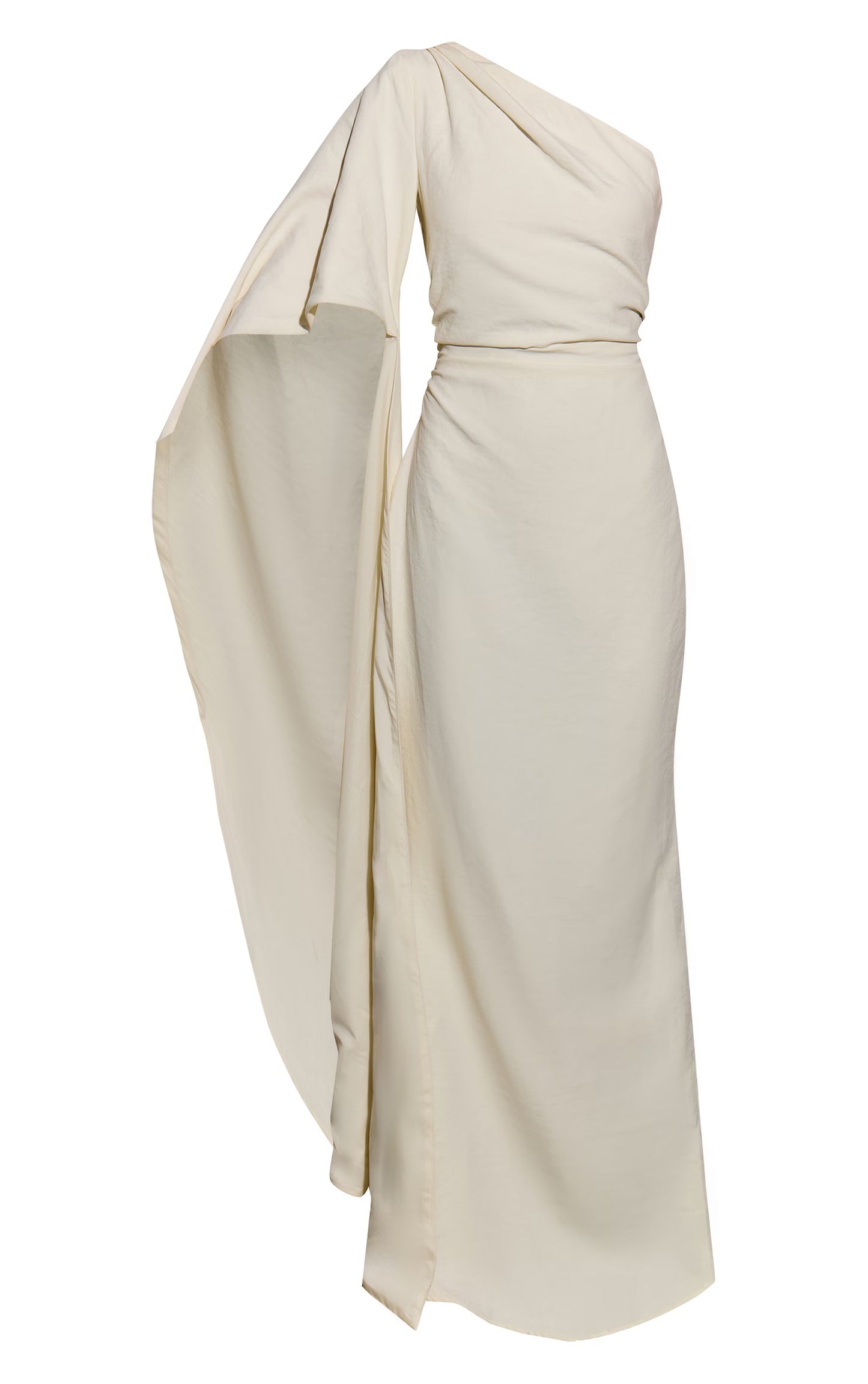 Oyster Textured Satin Sleeve Detail Maxi Dress