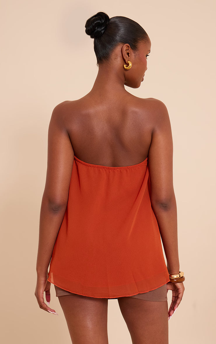 Rust Chiffon Floaty Bandeau Top