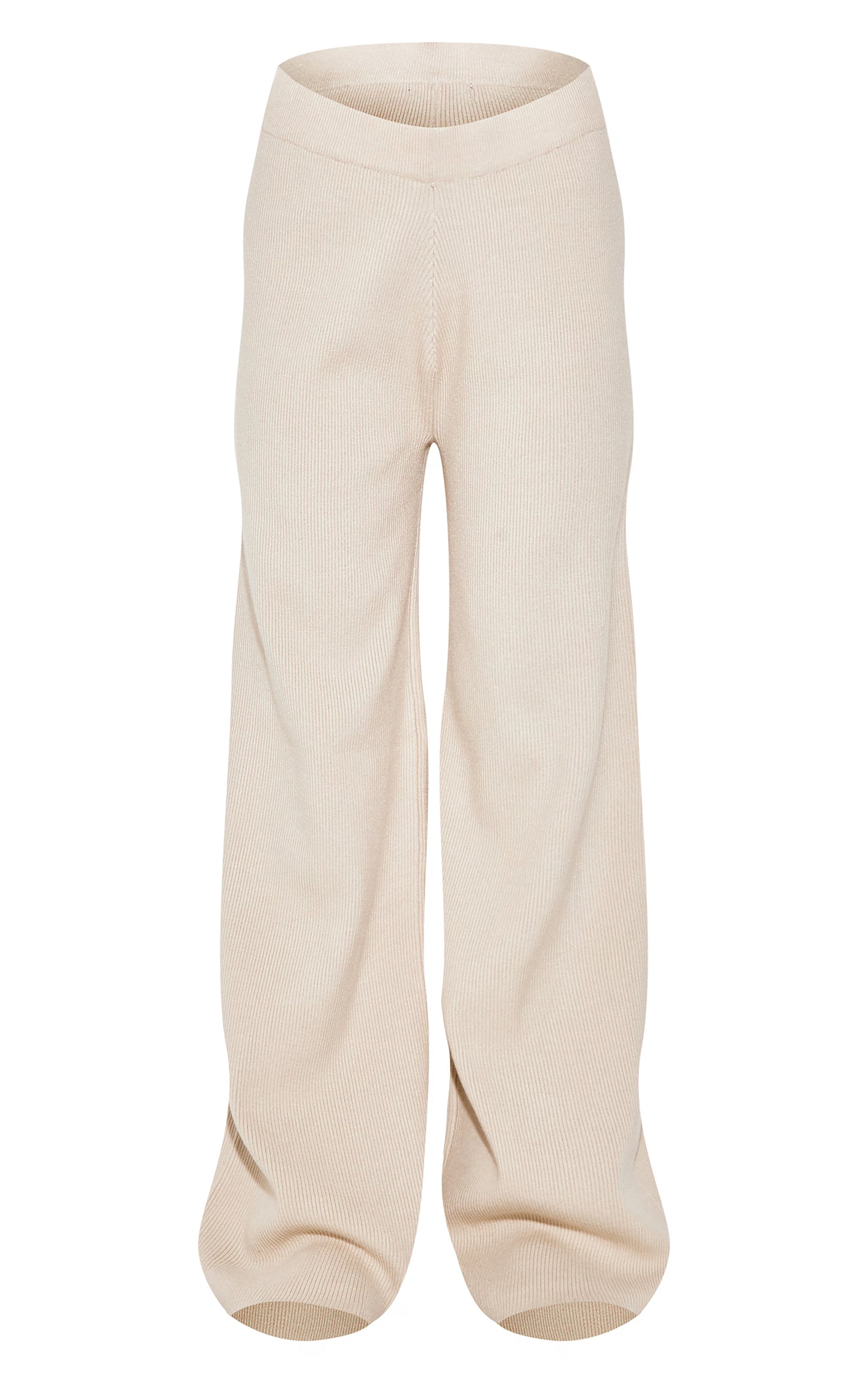 Oatmeal Light Rib Knit Wide Leg Pants