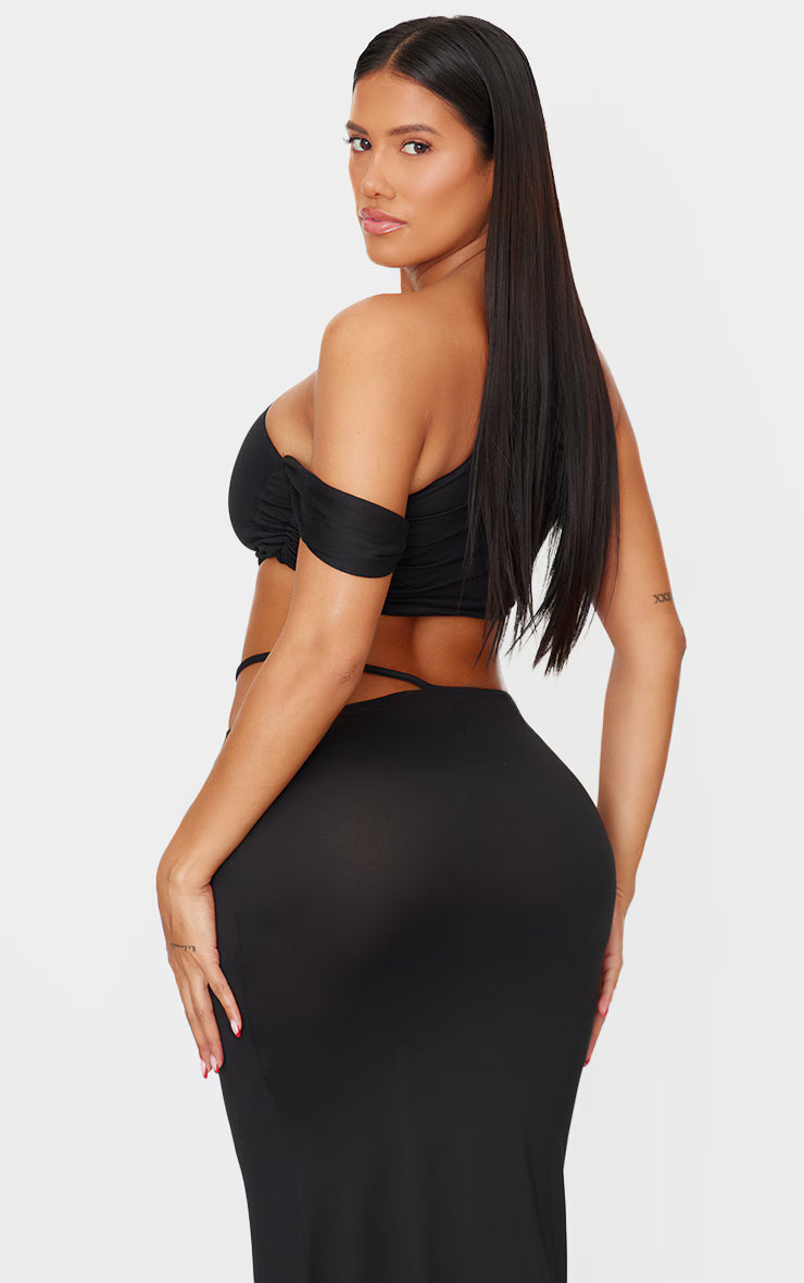 Shape Black One Shoulder Crop Top