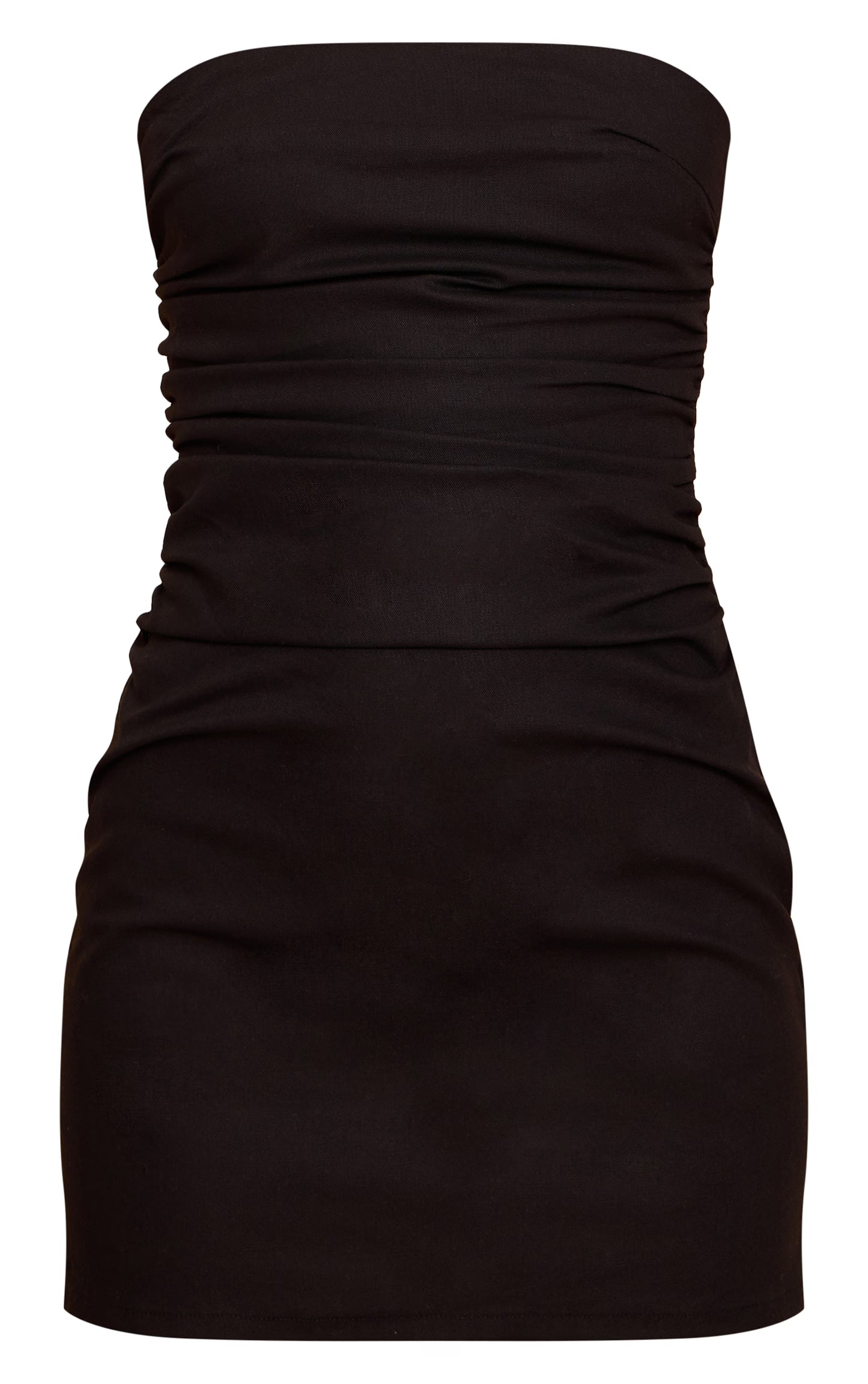 Black Bandeau Ruched Mini Shift Dress