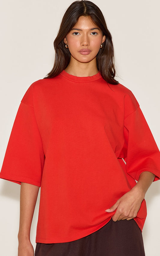 Red Oversized Boxy T Shirt