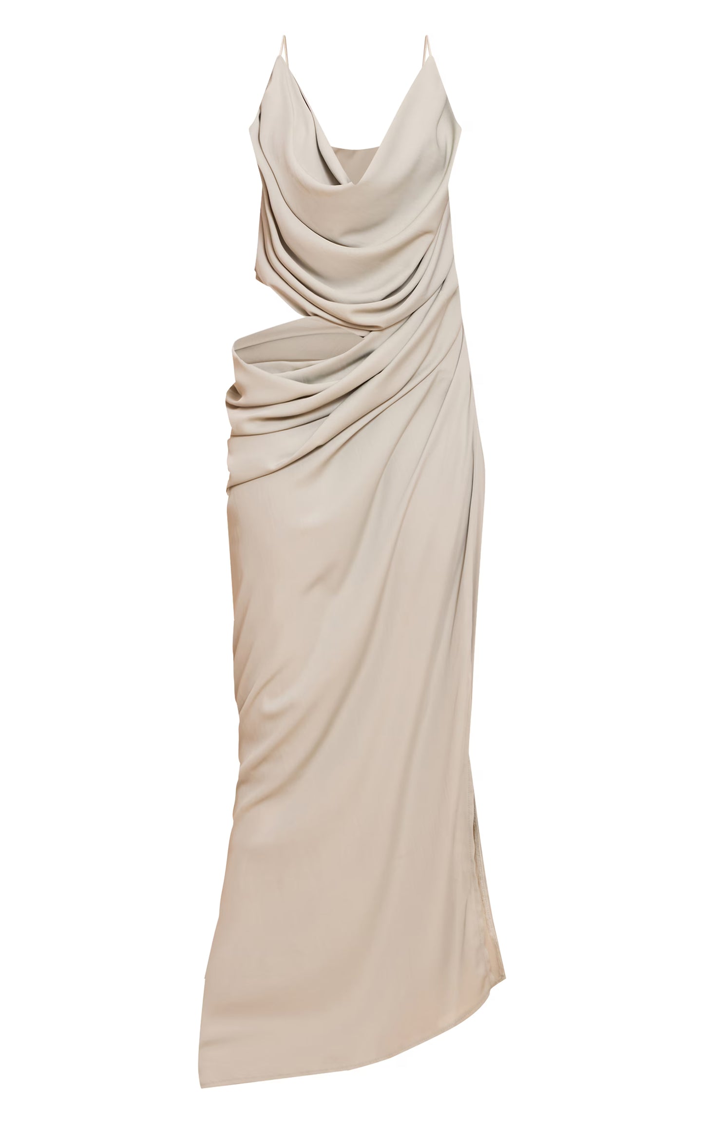 Sage Chiffon Drape Cut Out Midaxi Dress