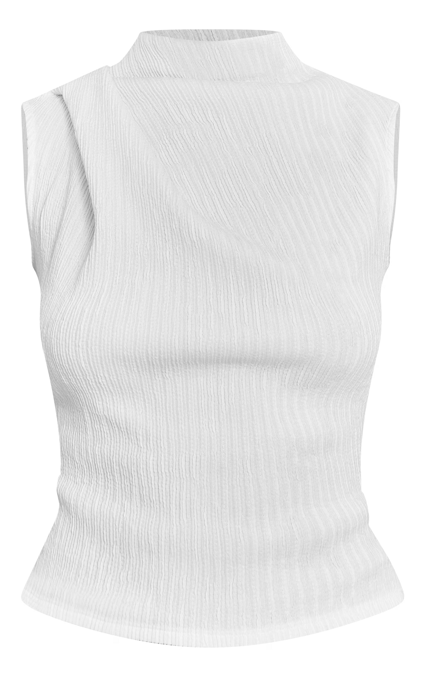 Cream Textured Ruched Detail Long Top